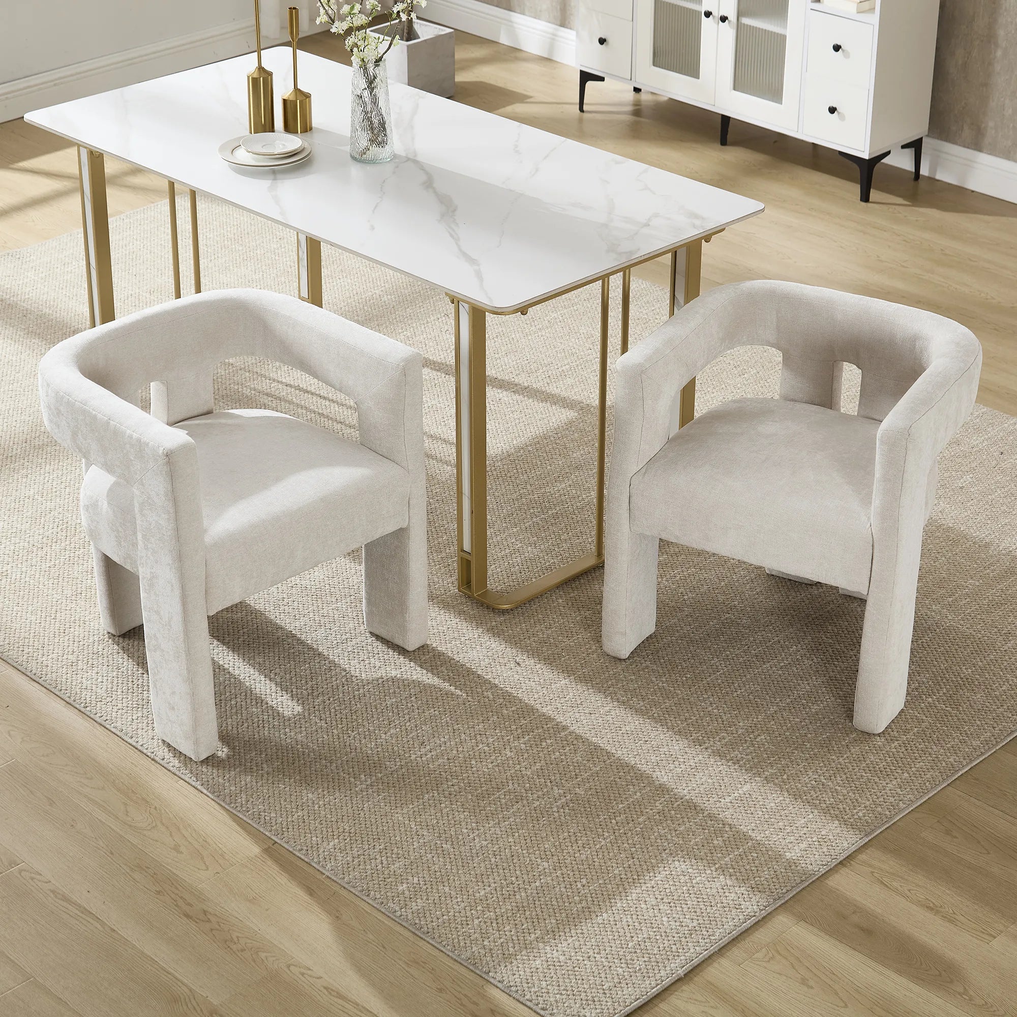 Contemporary Fabric Barrel Accent Chair Set of 2