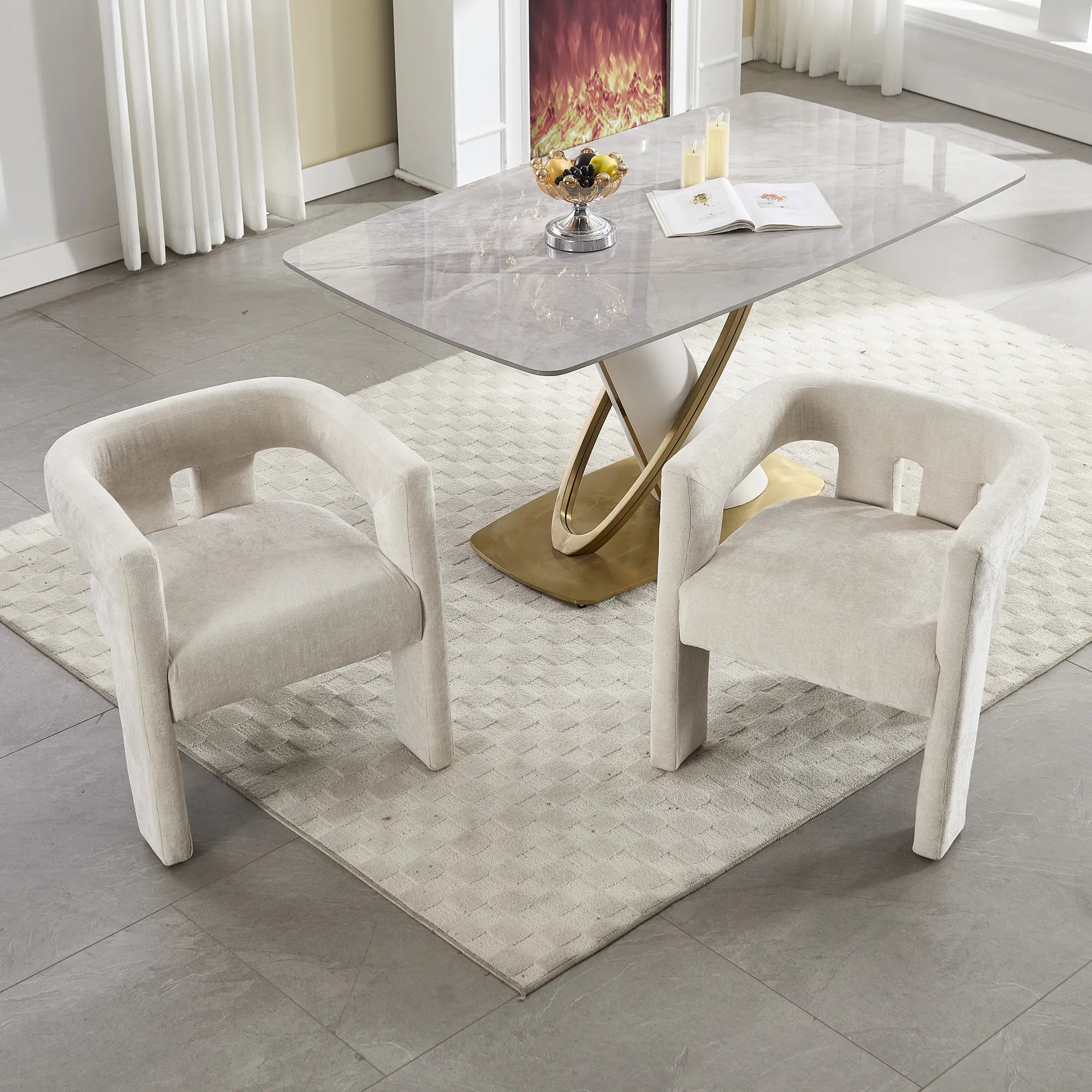 Contemporary Fabric Barrel Accent Chair Set of 2