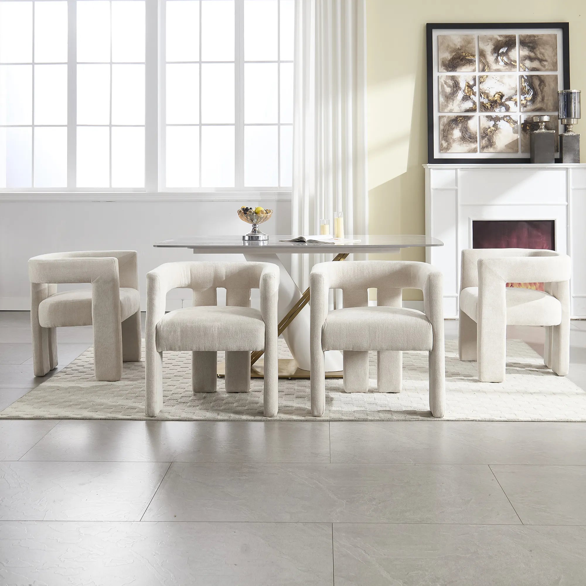 Contemporary Fabric Barrel Accent Chair Set of 2