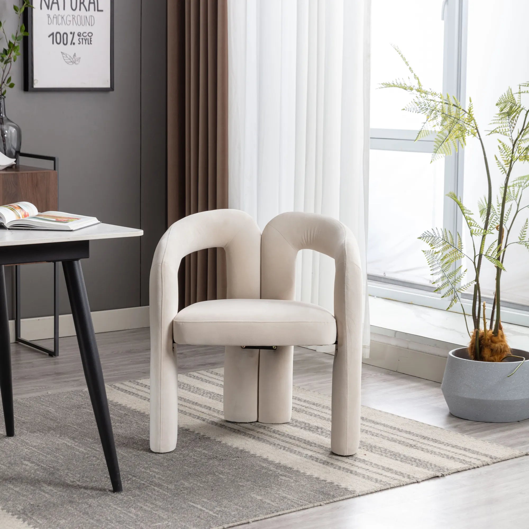 Contemporary Velvet Fabric Accent Chair Set of 2