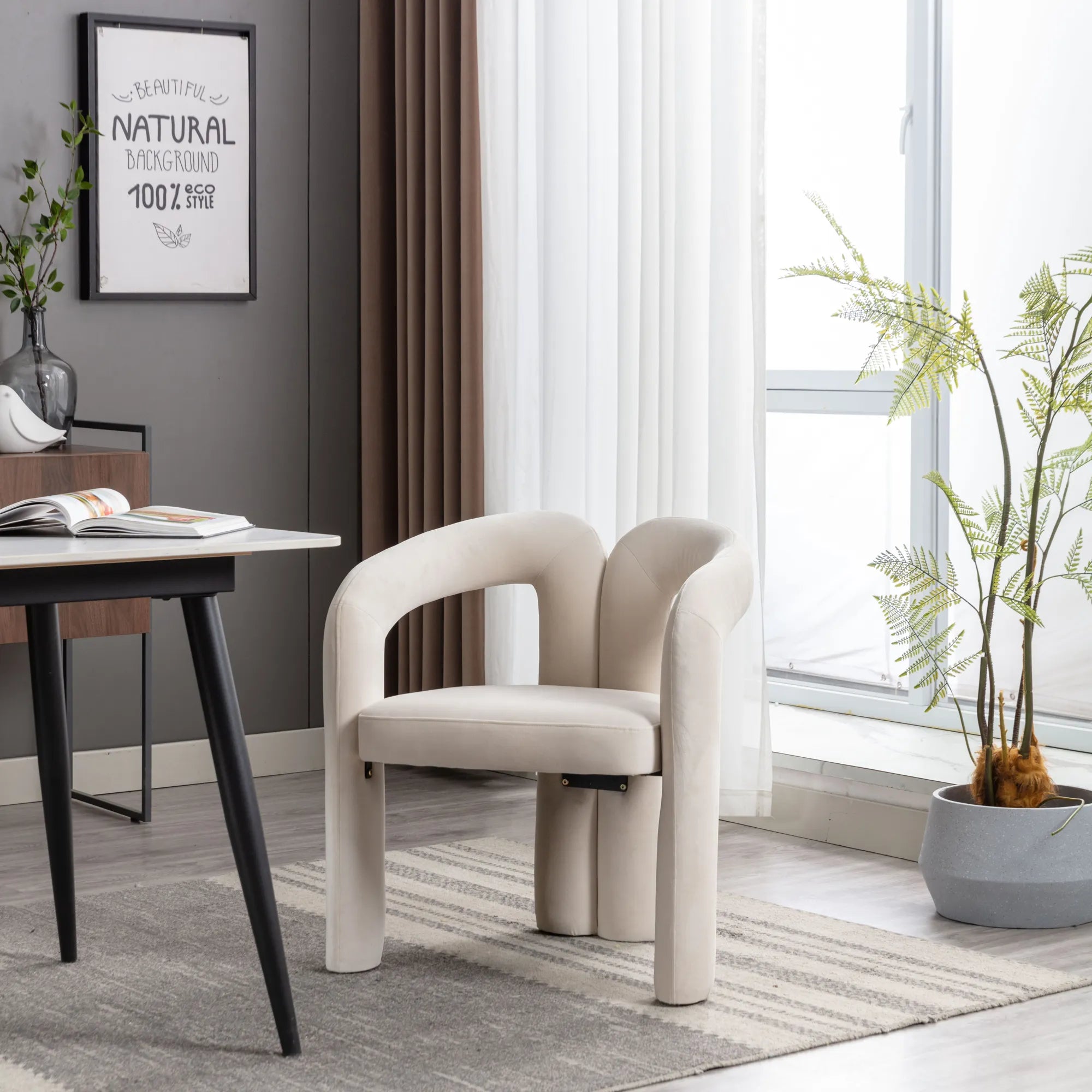 Contemporary Velvet Fabric Accent Chair Set of 2