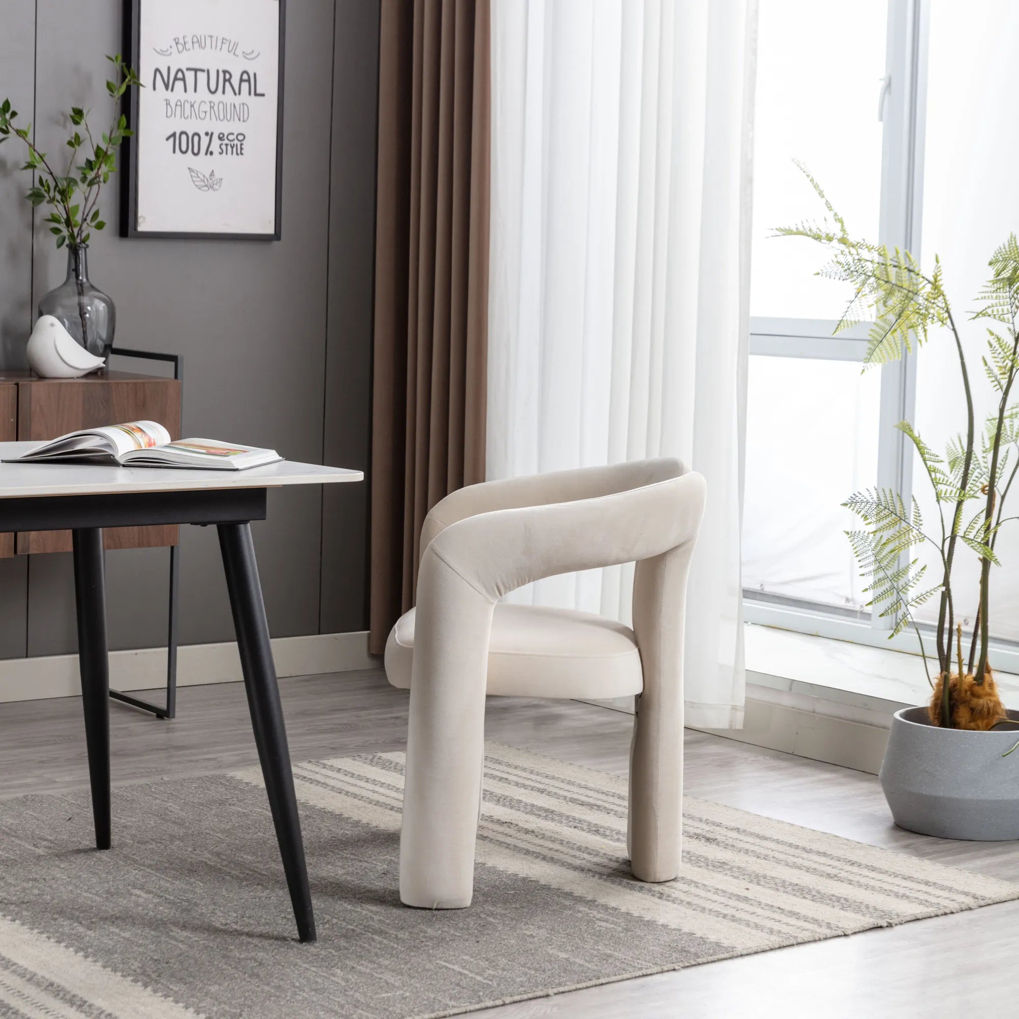 Contemporary Velvet Fabric Accent Chair Set of 2