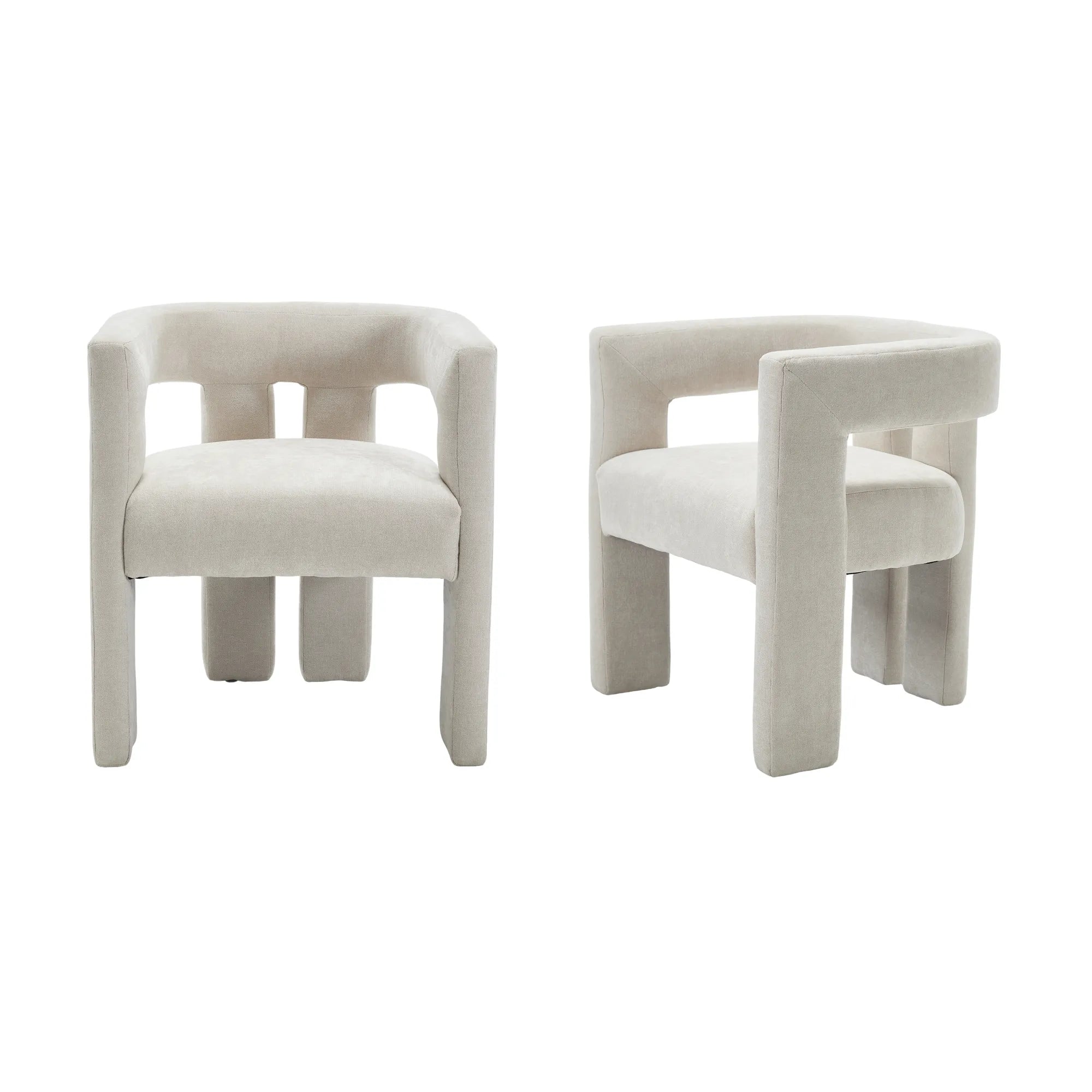 Contemporary Fabric Barrel Accent Chair Set of 2