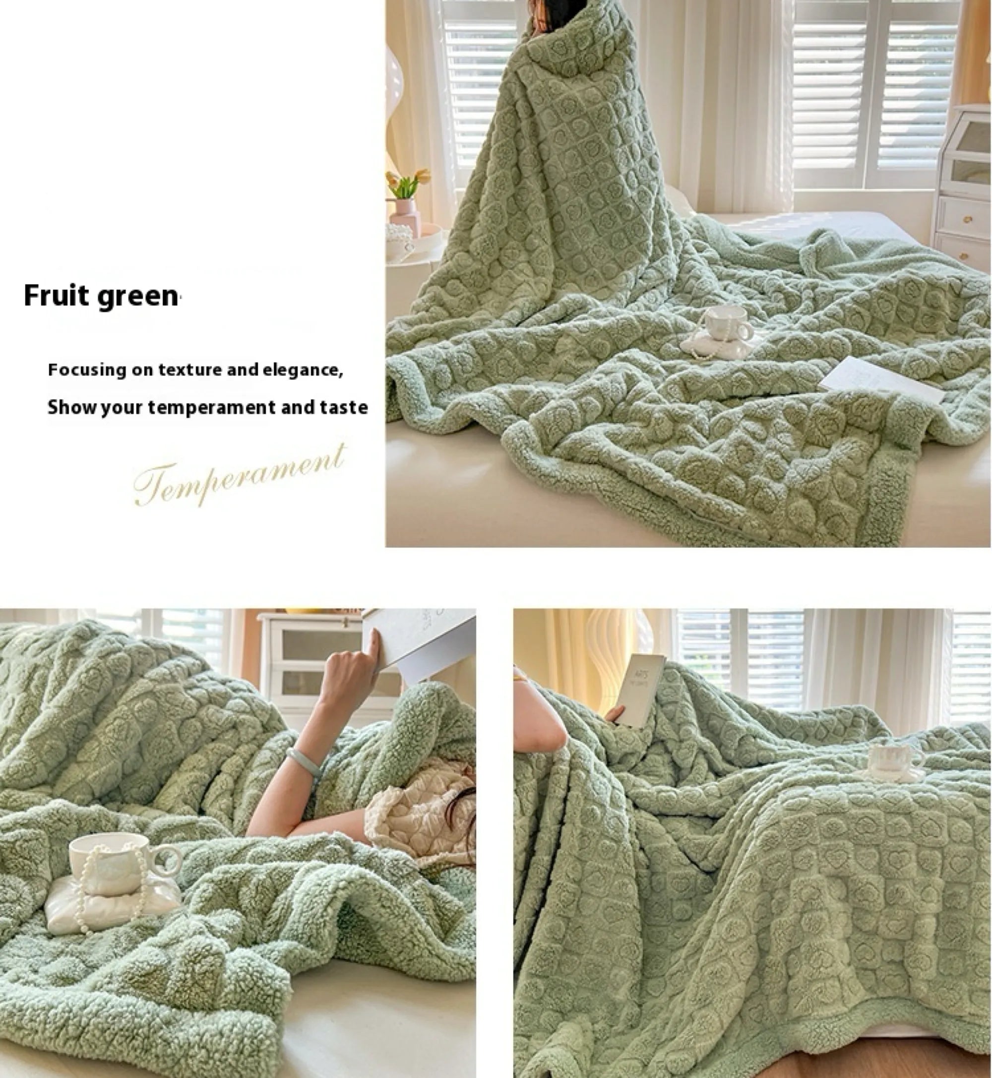 Double Layer Fleece Thickened Throw Blanket