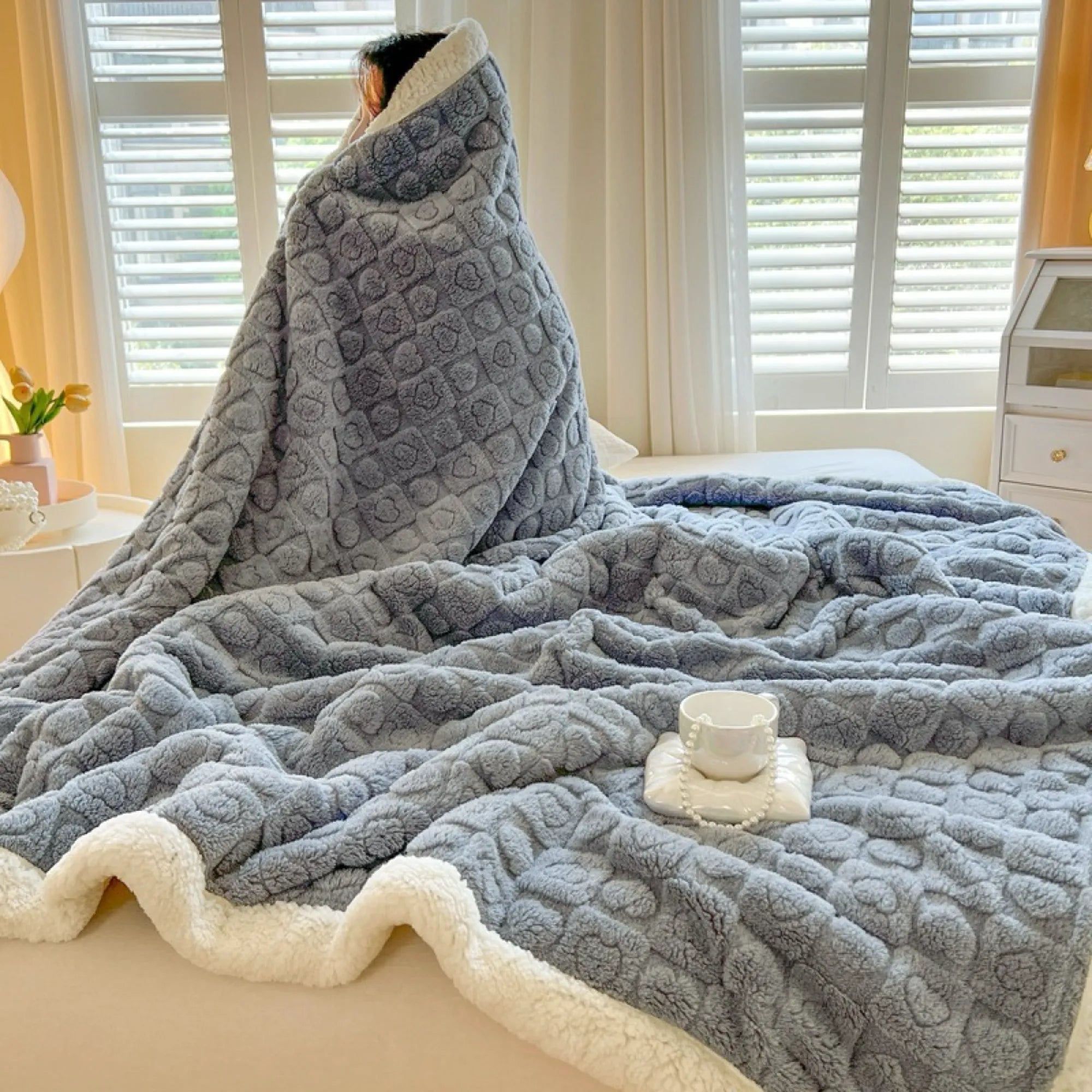 Double Layer Fleece Thickened Throw Blanket