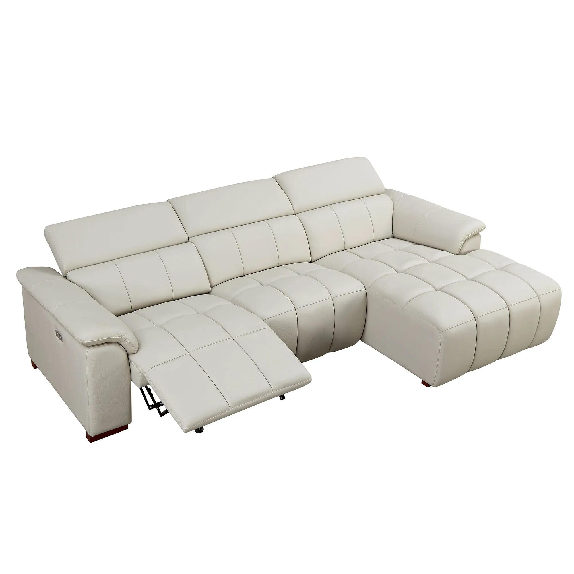 3 Seater L Shape Leather Modern Power Reclining Sofa