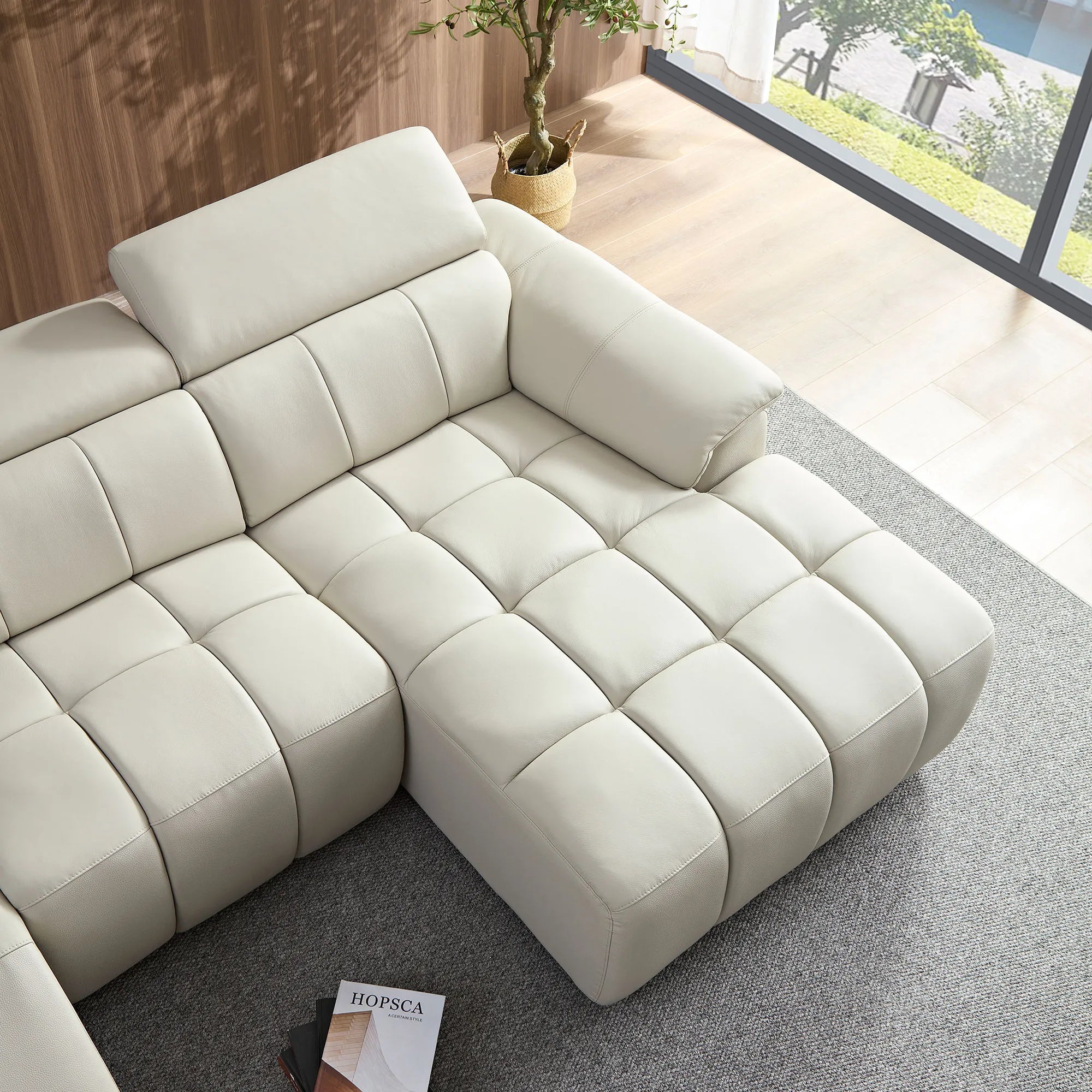 3 Seater L Shape Leather Modern Power Reclining Sofa