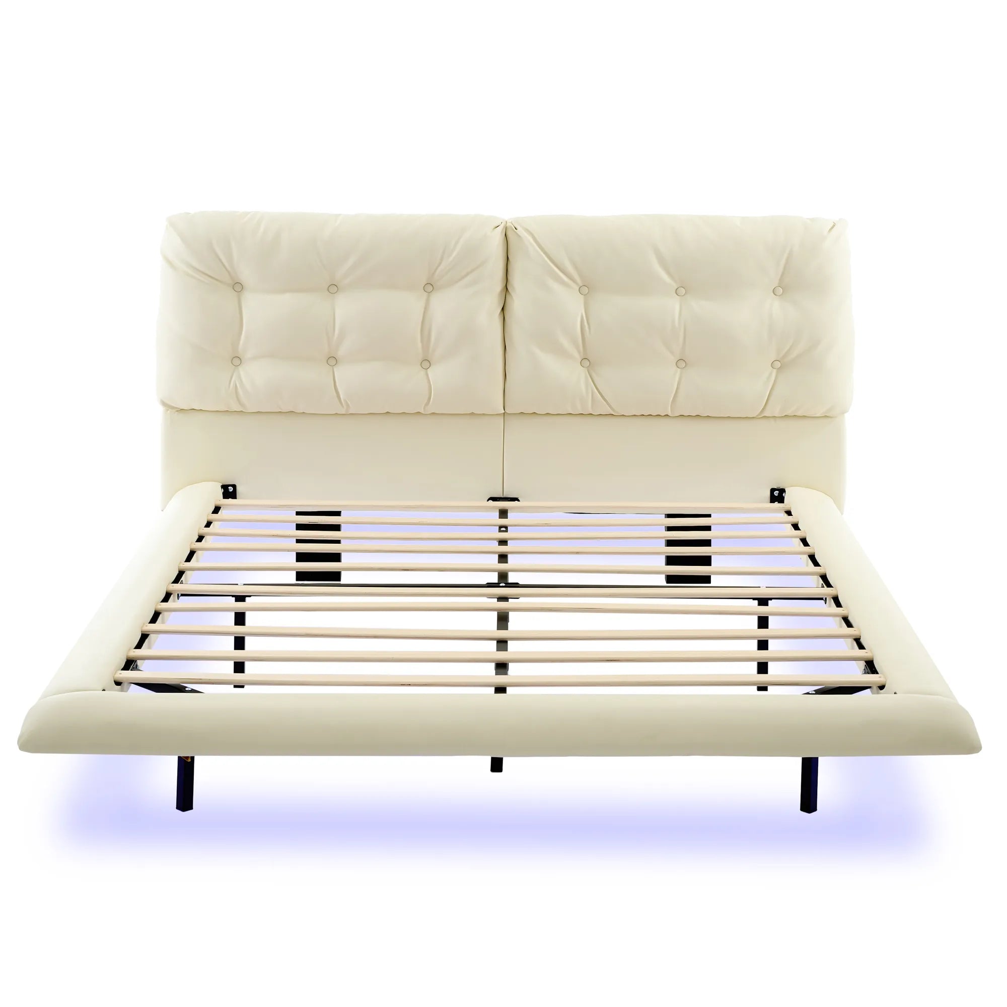 Lunara – Queen Floating Bed with PU Leather & LED Lights