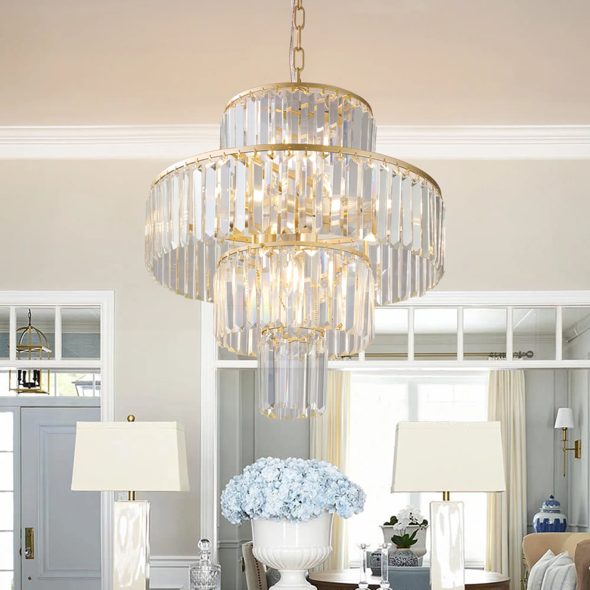 20" Luxury Crystal Modern Chandelier Light