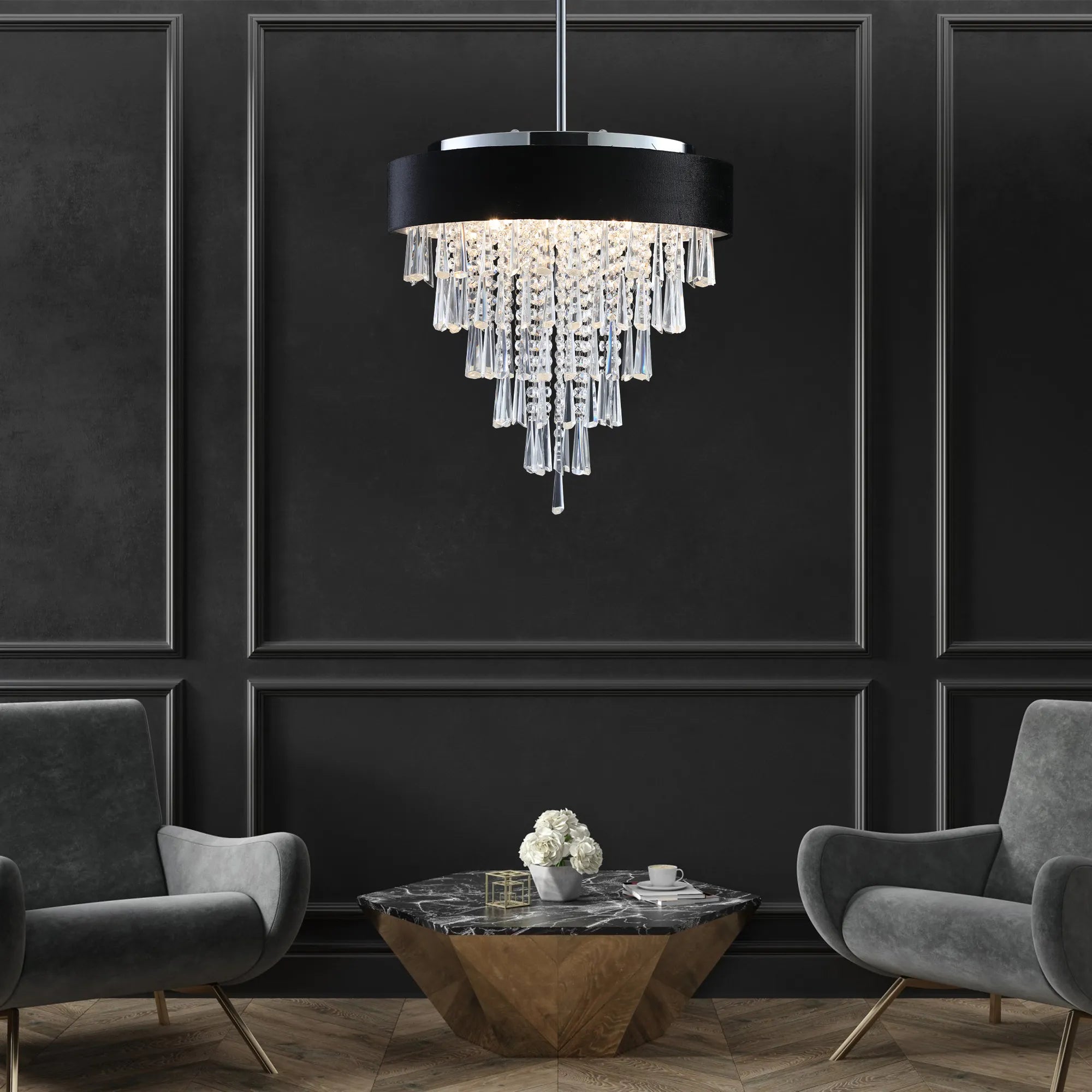 18" Luxury Crystal Round Modern Chandelier