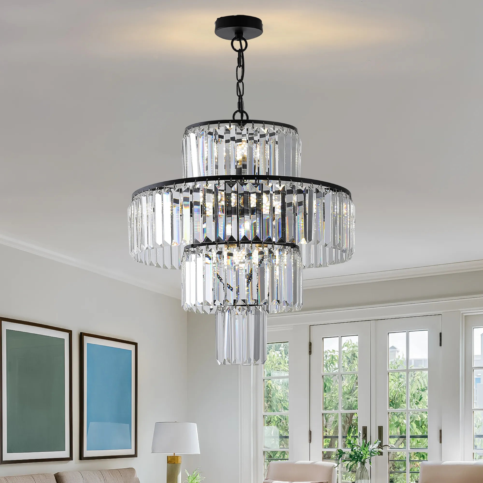 20" Luxury Crystal Modern Chandelier Light