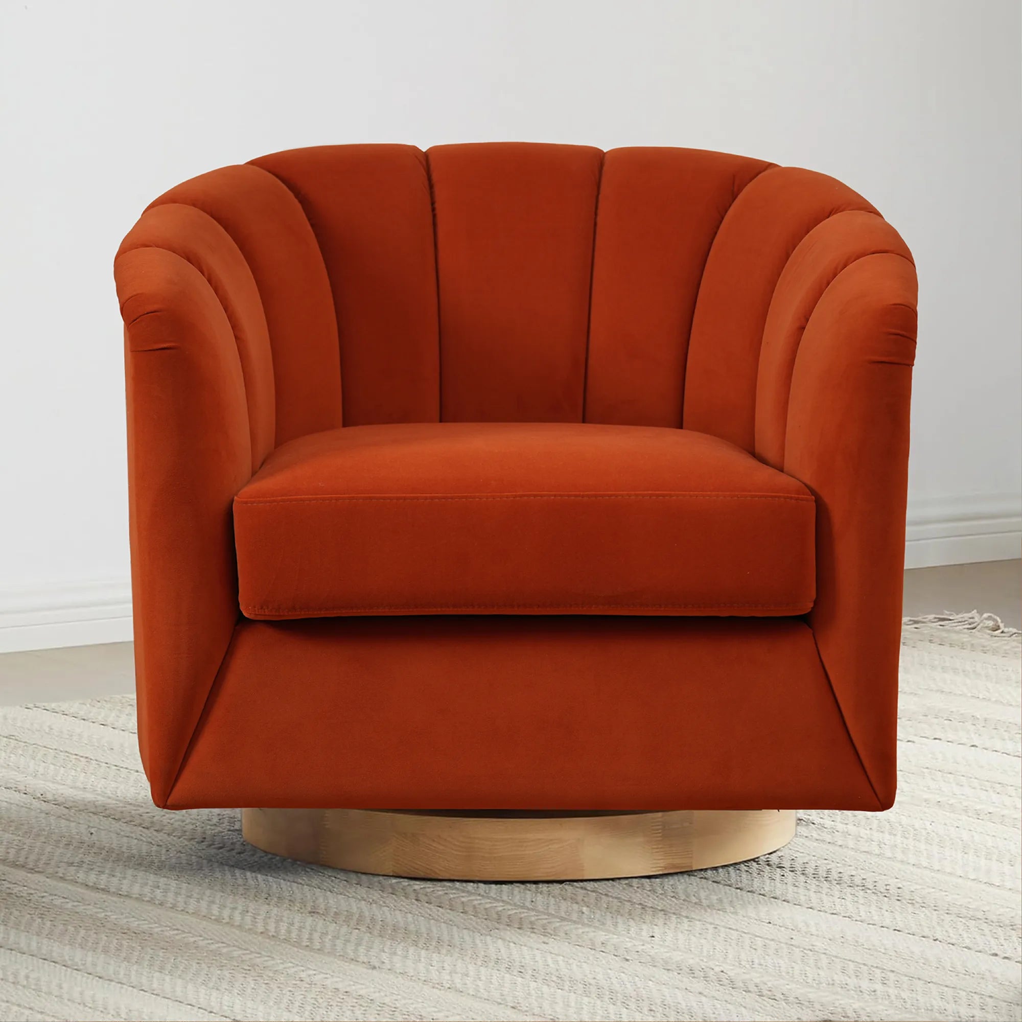 Mid-Century Modern 360 Swivel Accent Chair With Curved Back