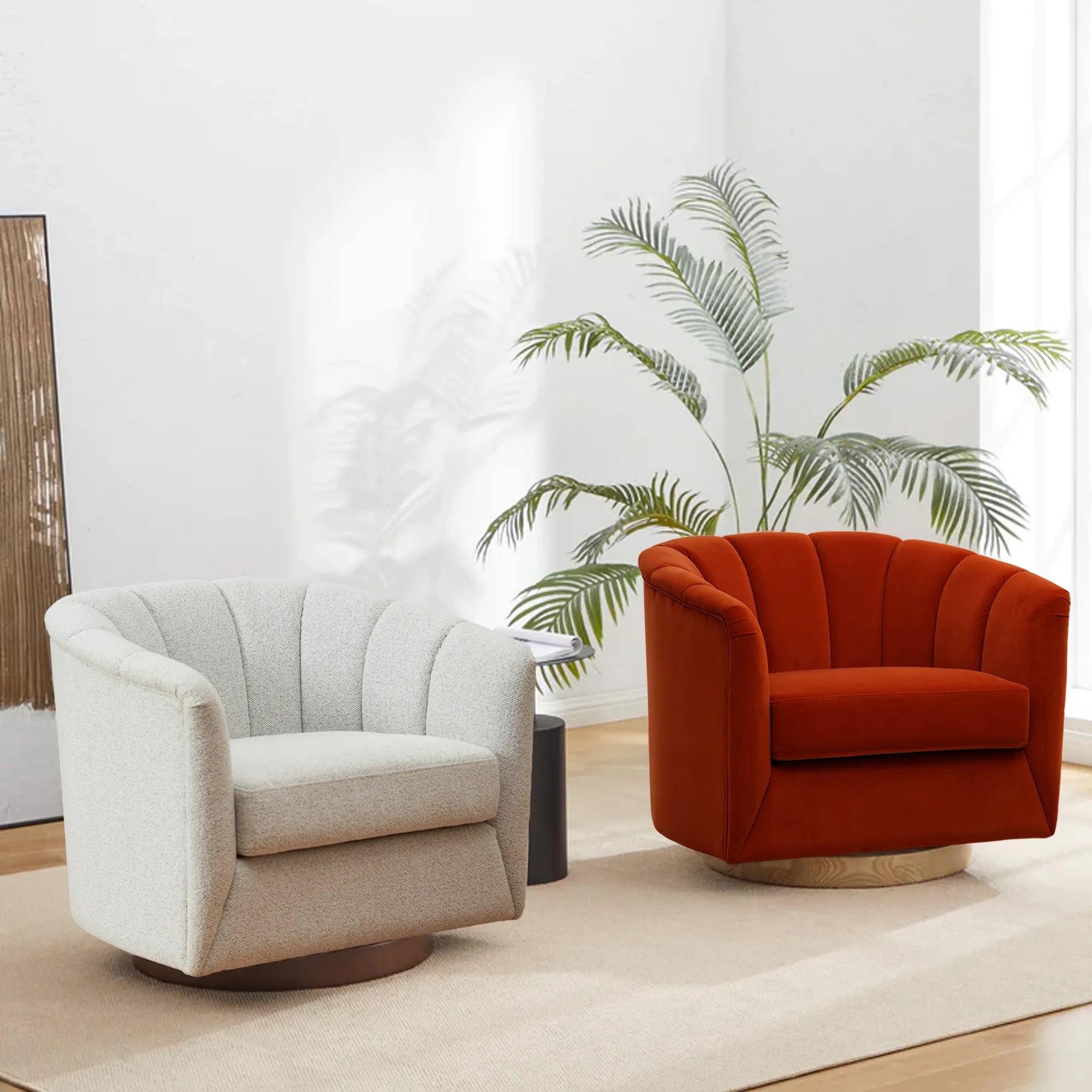 Mid-Century Modern 360 Swivel Accent Chair With Curved Back