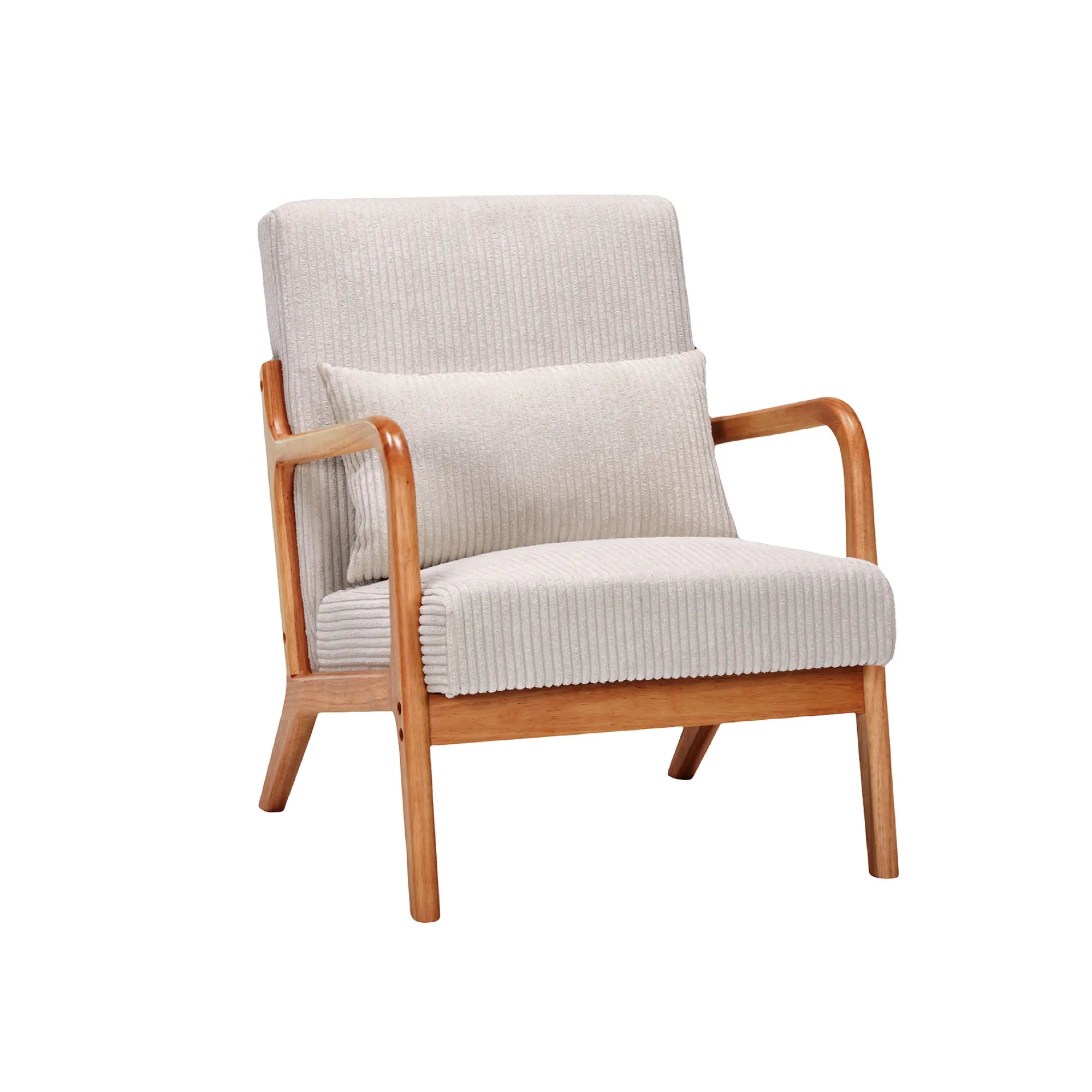 Mid-Century Modern Reading Accent Chair With Solid Wood Frame