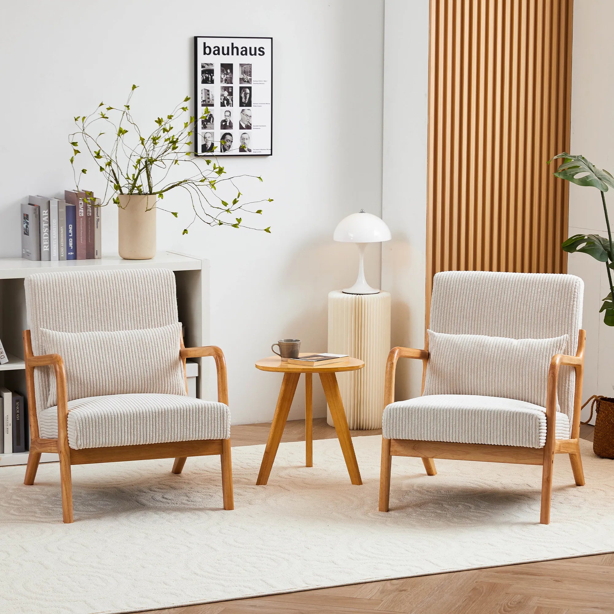 Mid-Century Modern Reading Accent Chair With Solid Wood Frame