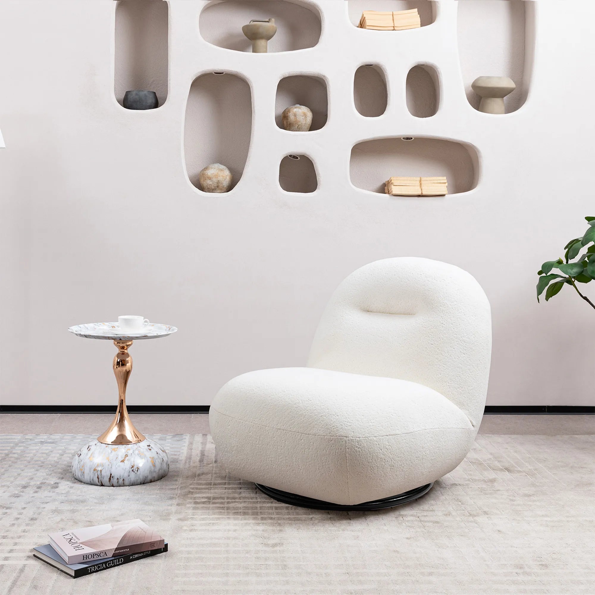 Minimalist Armless Comfy Velvet Swivel Accent Chair