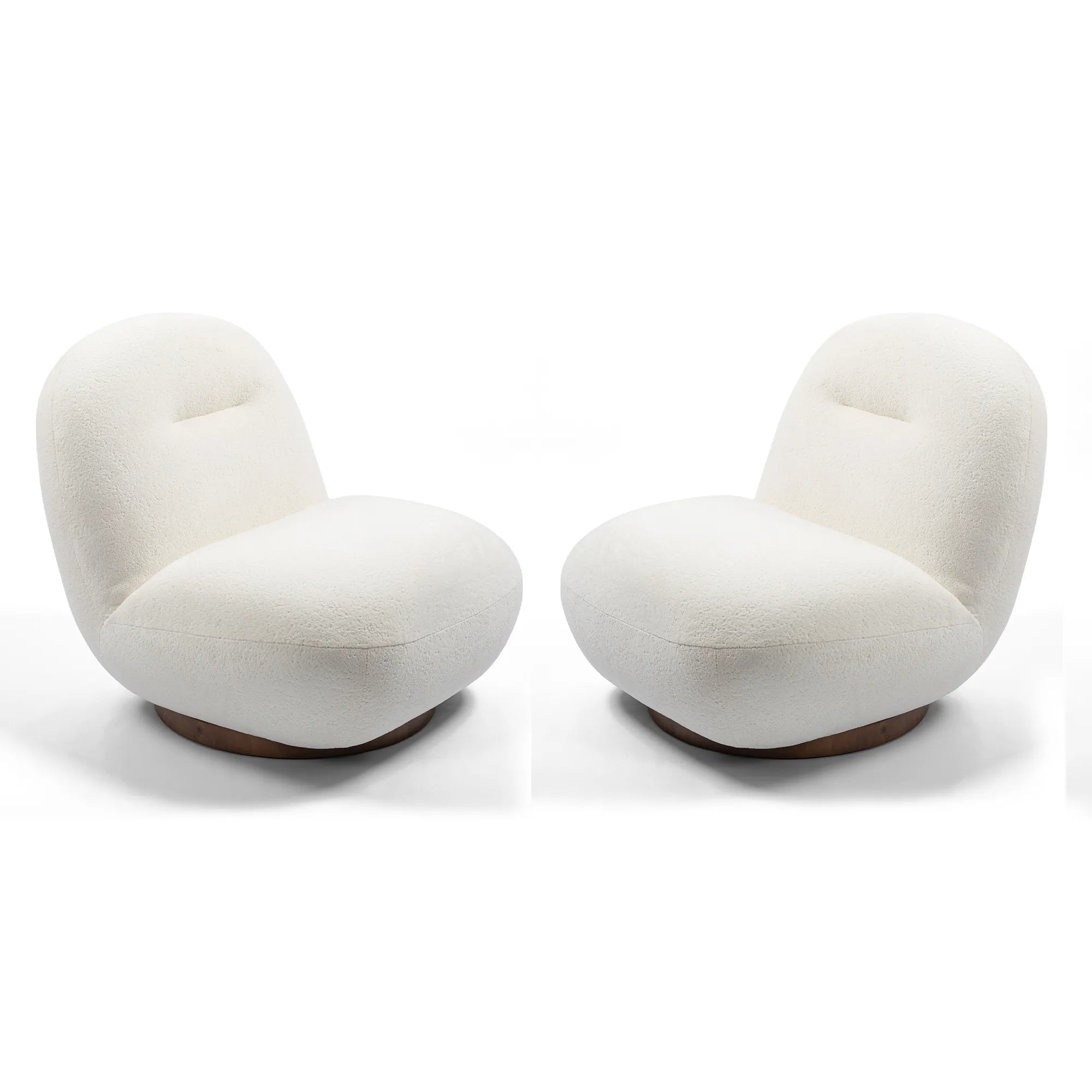 Minimalist Armless Comfy Velvet Swivel Accent Chair