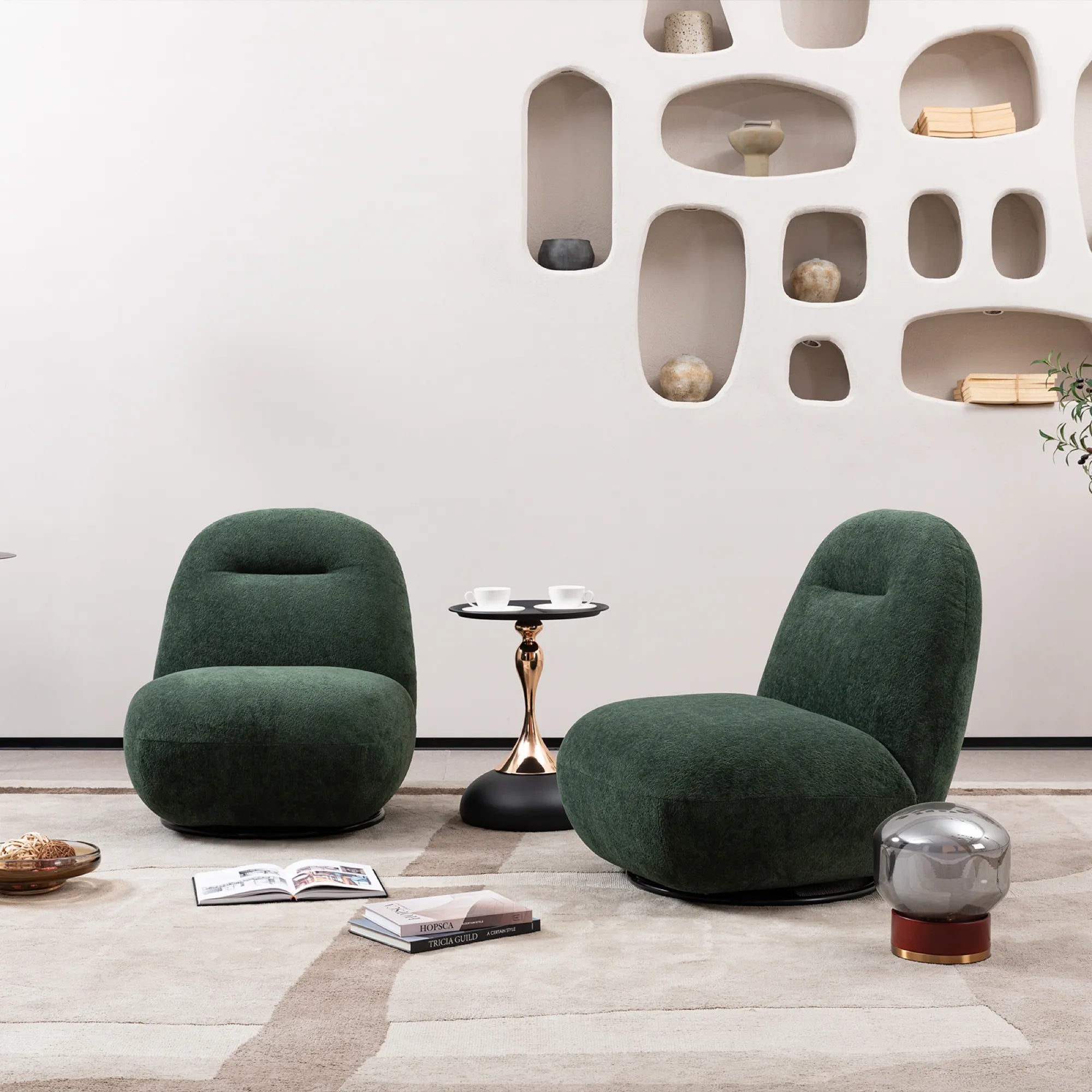 Minimalist Armless Comfy Velvet Swivel Accent Chair