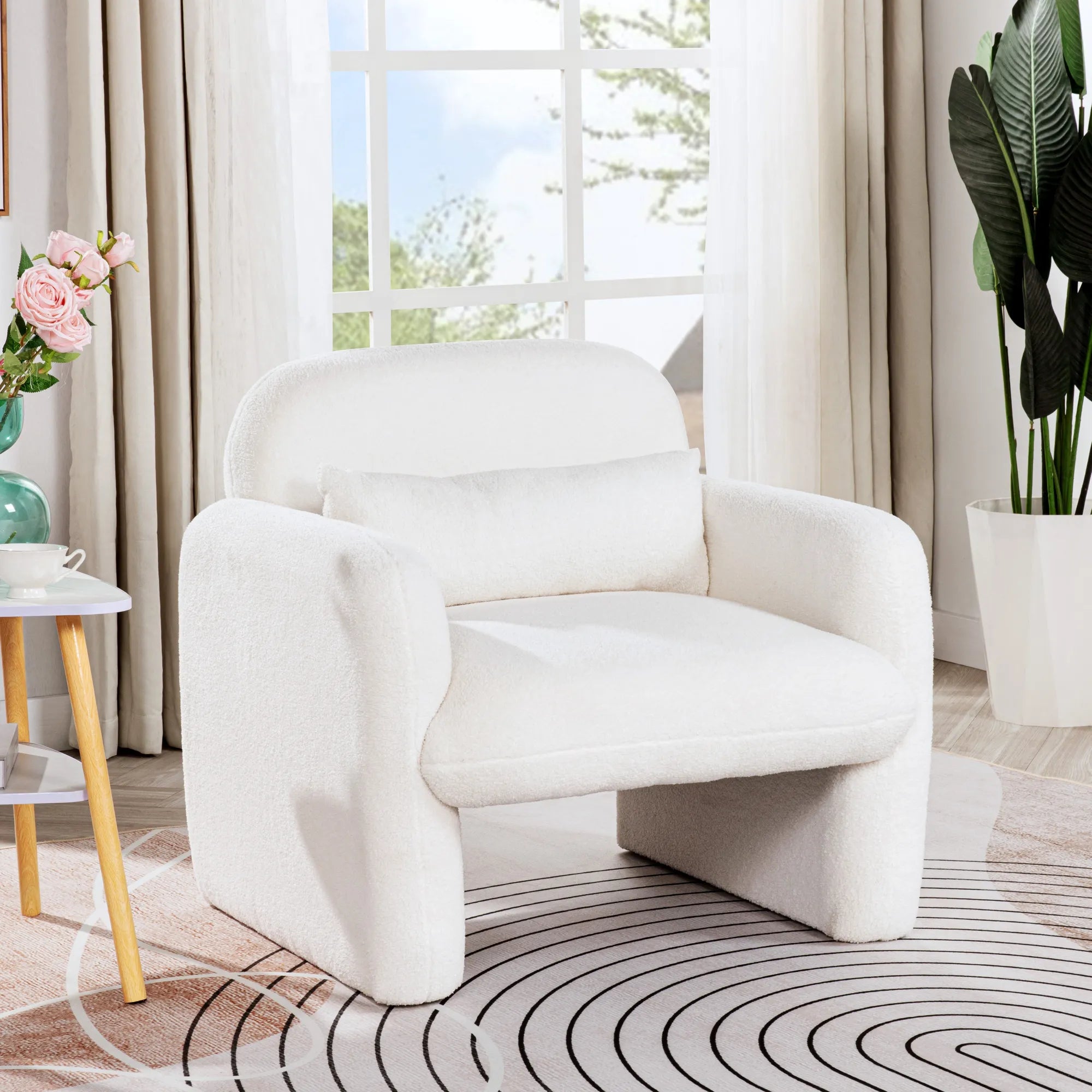 Minimalist Style Teddy Fleece Armchair, Accent Chair
