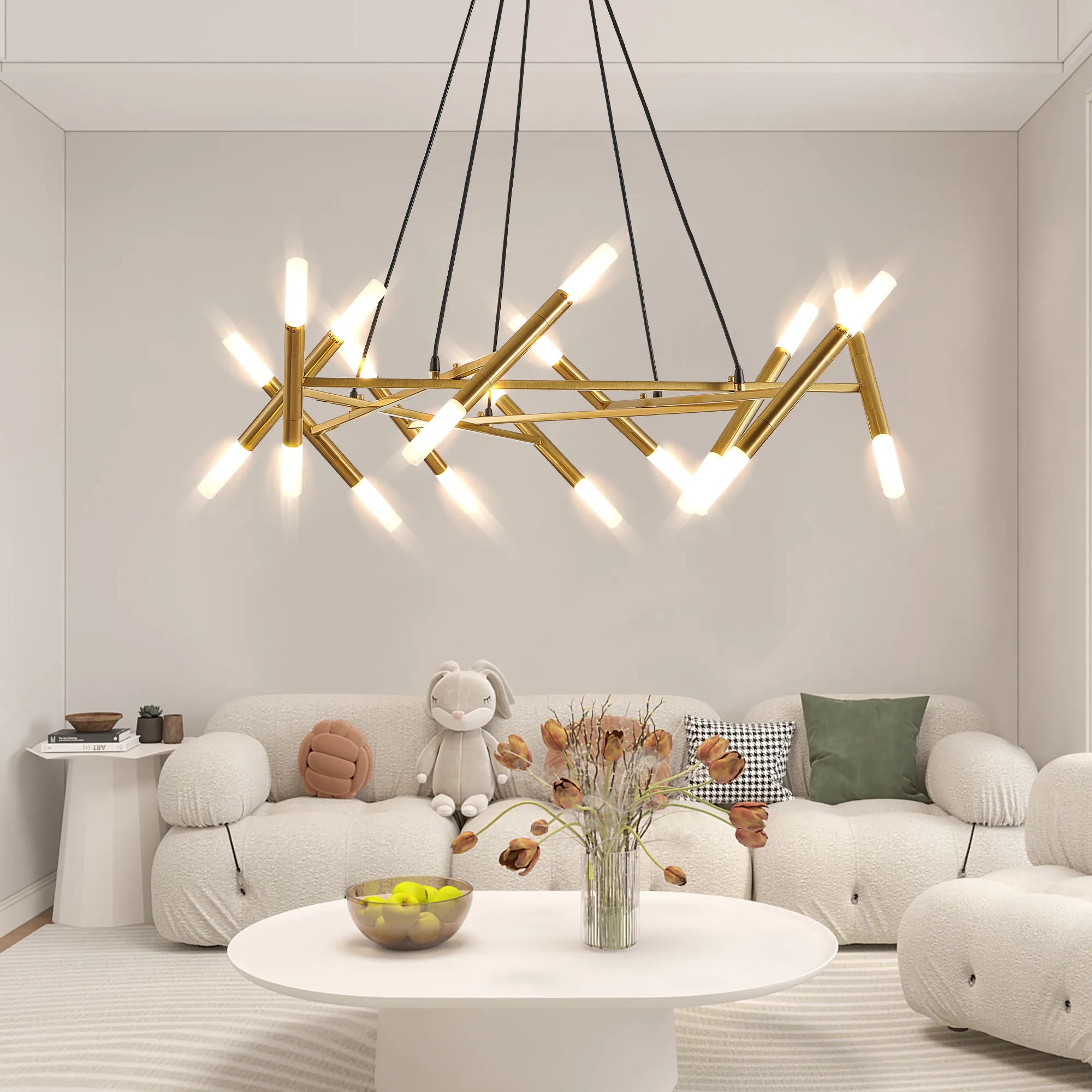 Modern 20 Lights Polygonal Chandelier Pendant Light