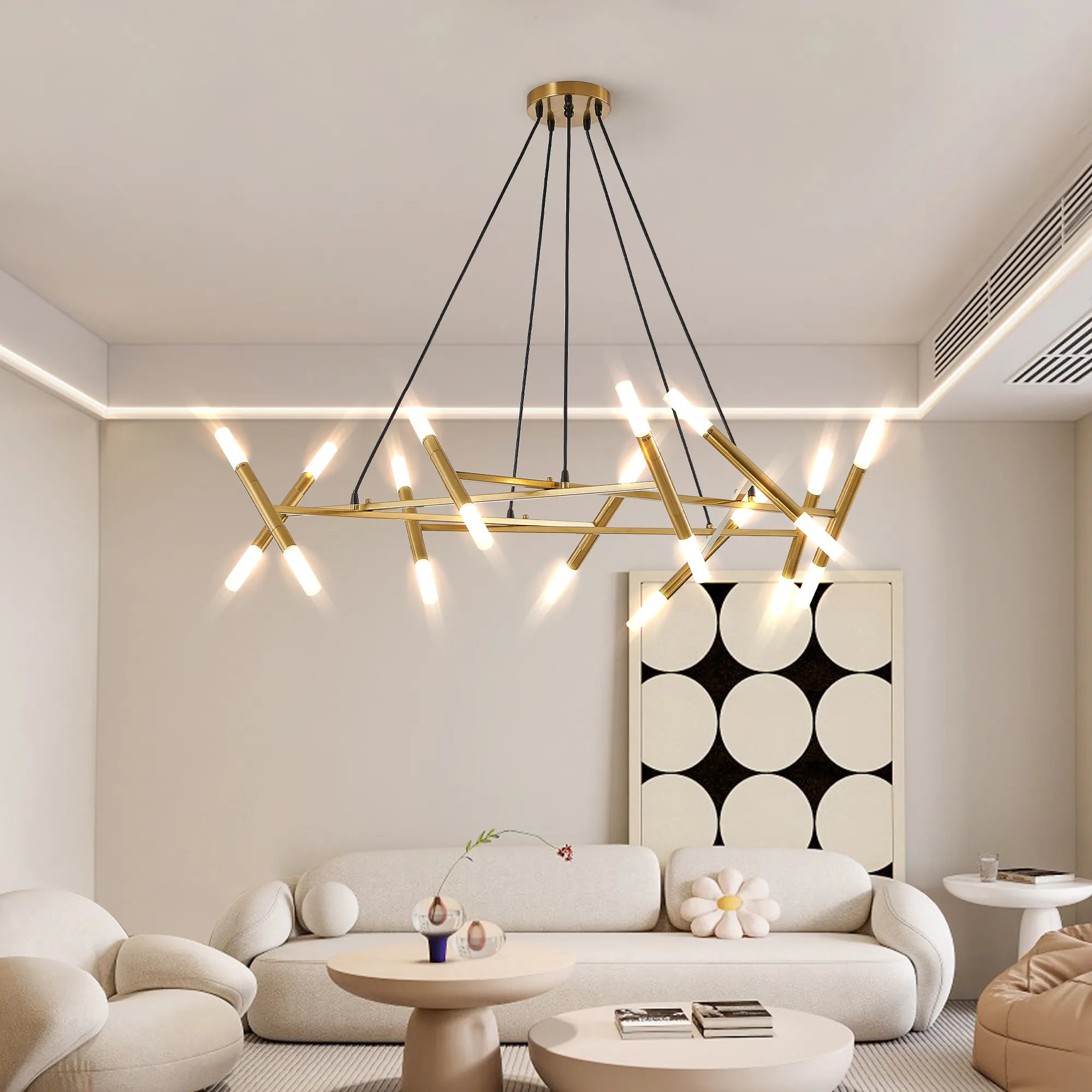 Modern 20 Lights Polygonal Chandelier Pendant Light