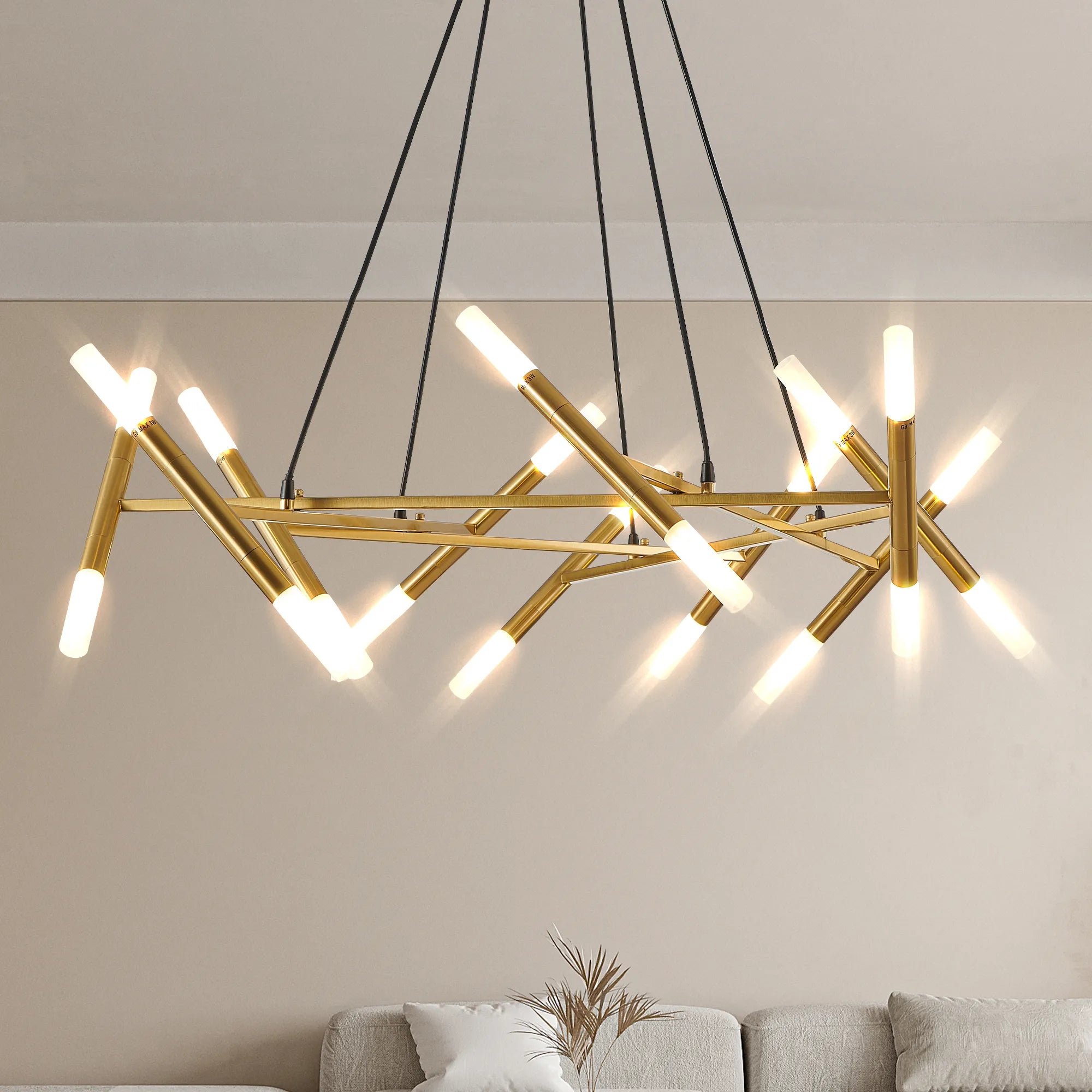 Modern 20 Lights Polygonal Chandelier Pendant Light