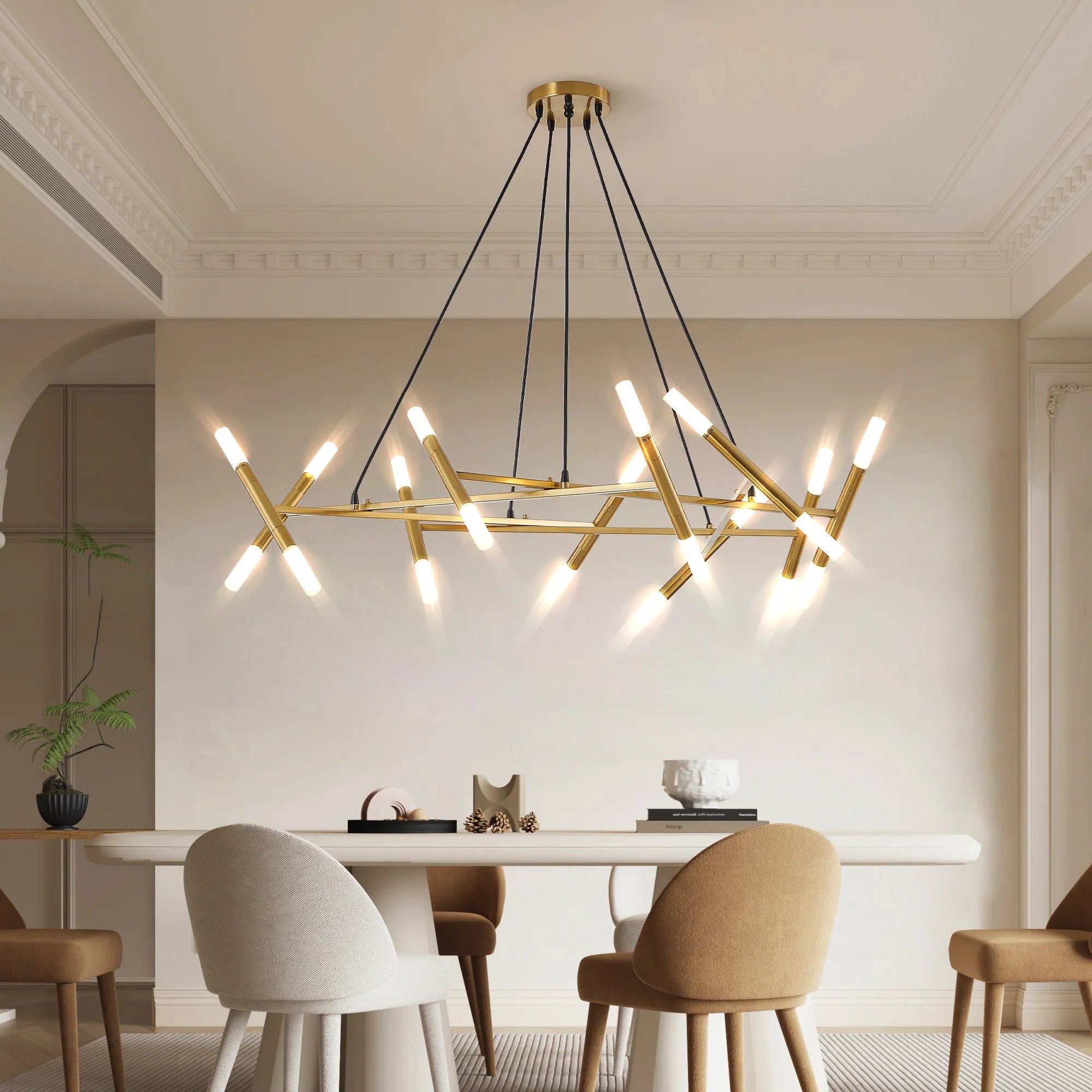 Modern 20 Lights Polygonal Chandelier Pendant Light