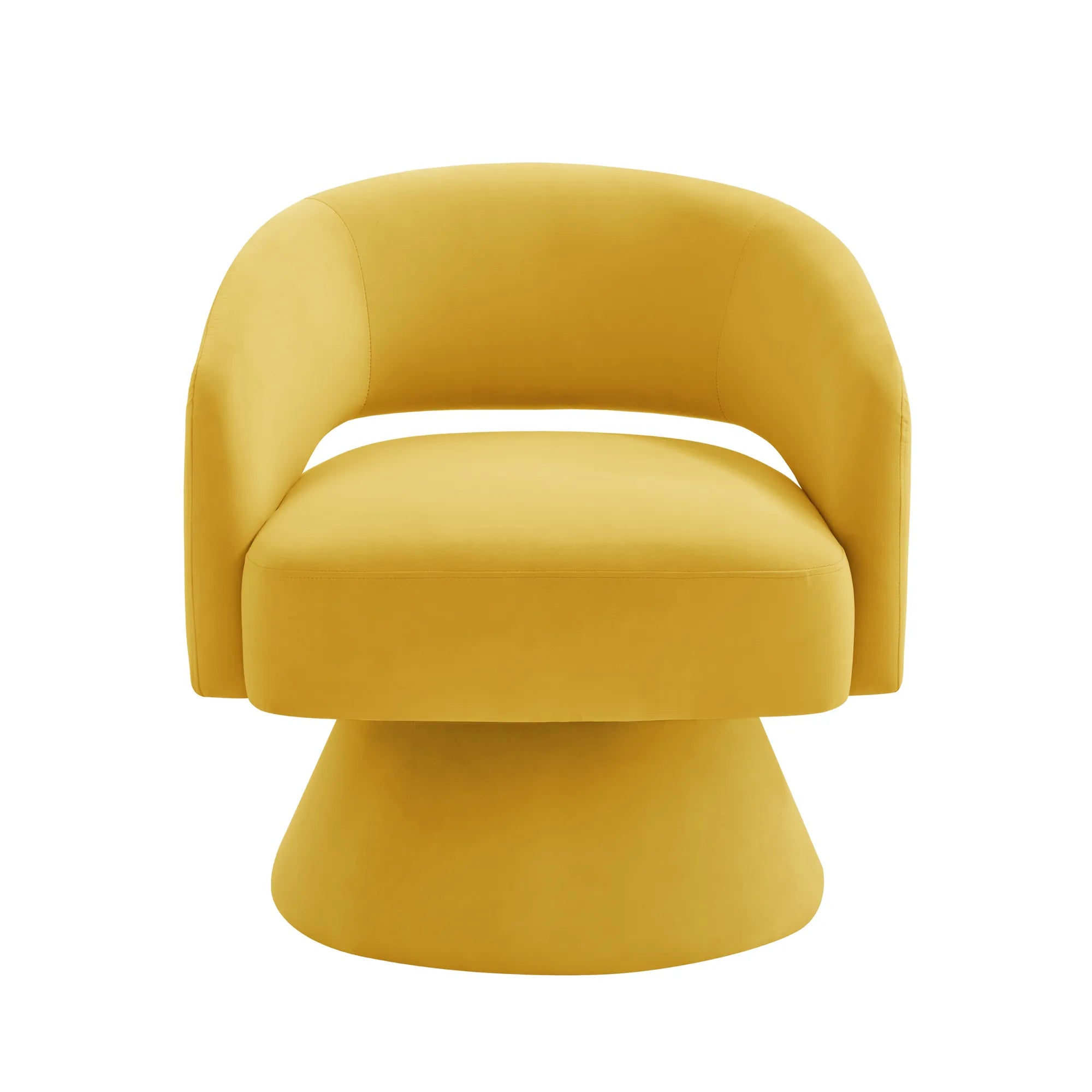 Modern 360° Swivel Velvet Barrel Accent Chair With Open Backrest