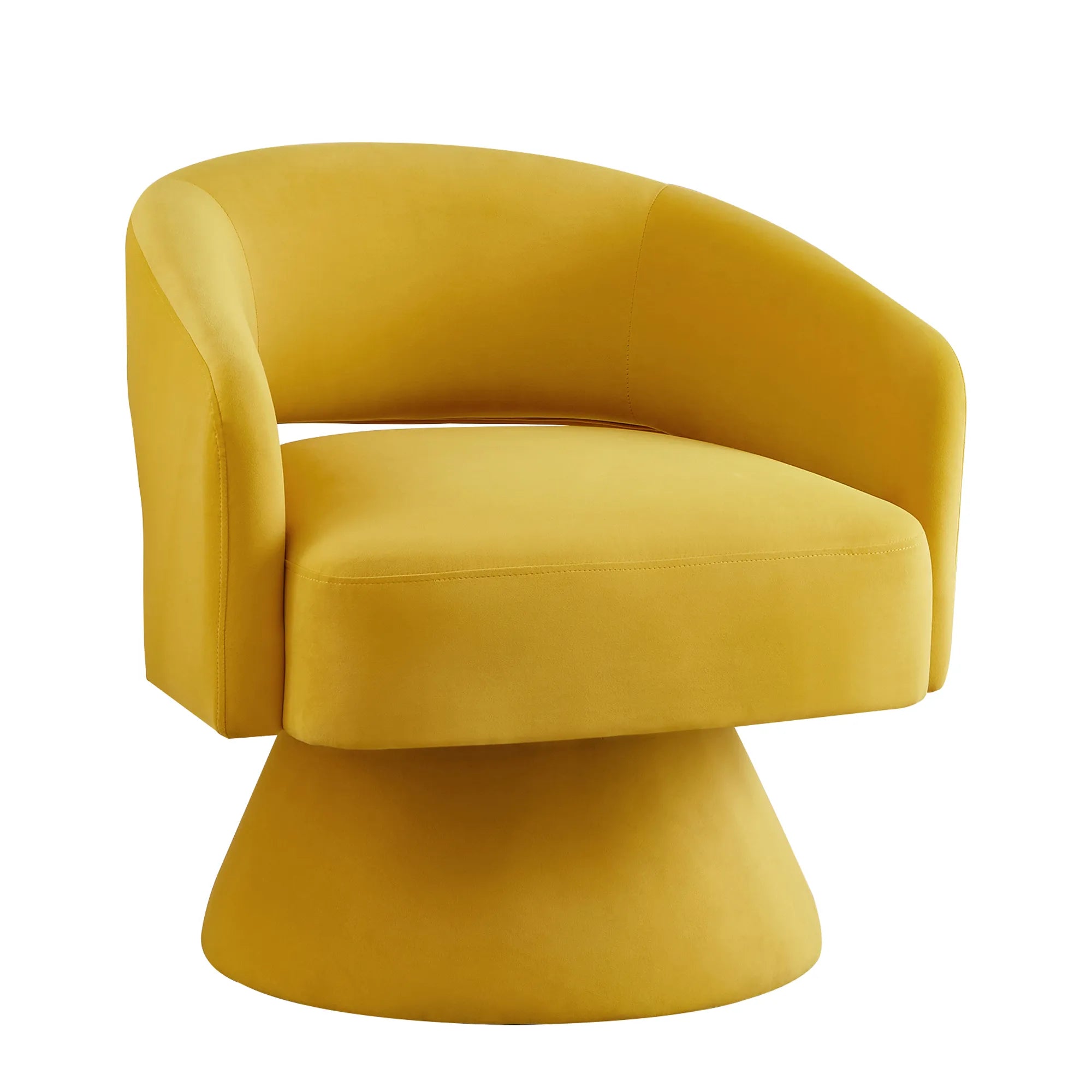 Modern 360° Swivel Velvet Barrel Accent Chair With Open Backrest