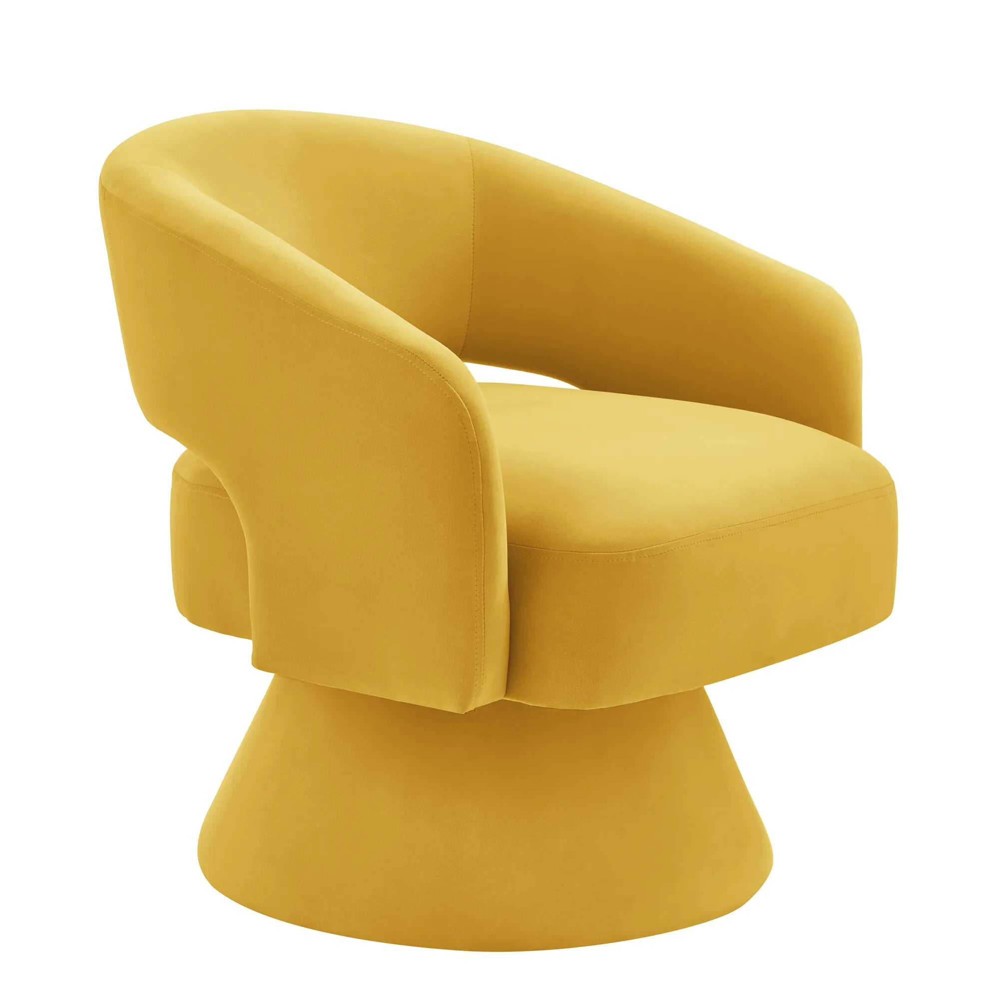 Modern 360° Swivel Velvet Barrel Accent Chair With Open Backrest