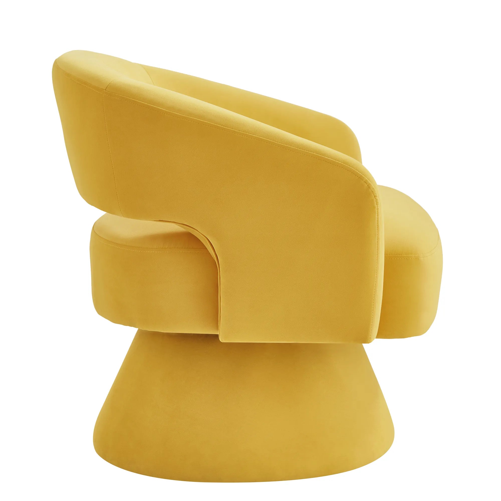 Modern 360° Swivel Velvet Barrel Accent Chair With Open Backrest