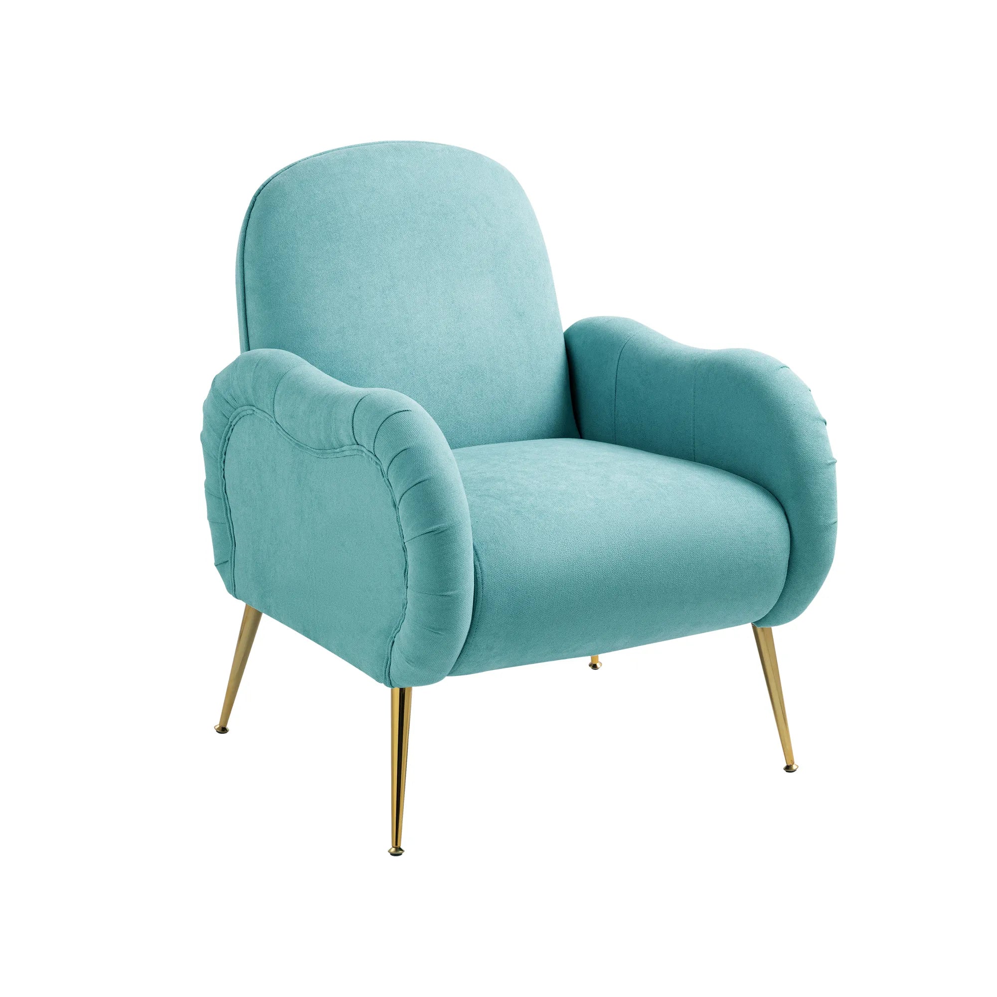 Modern Accent Armchair with Gold Metal Legs, Snowflake Fabric