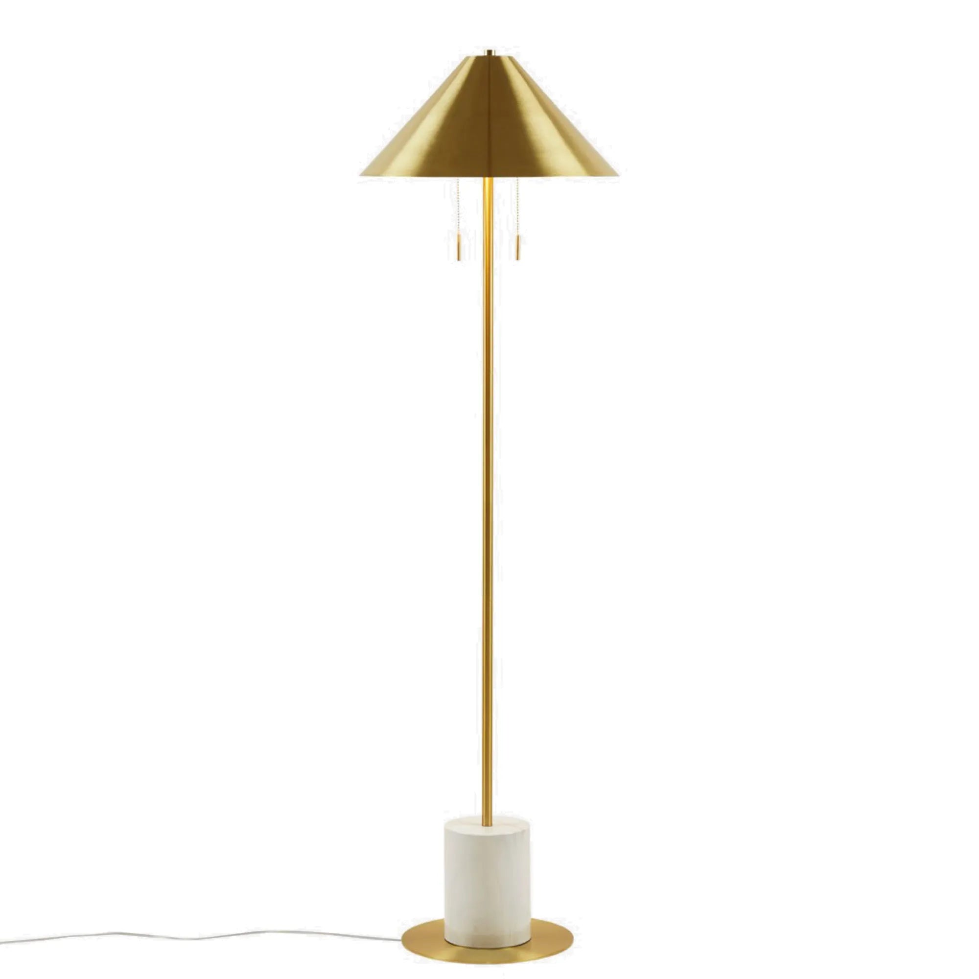 Modern Gold Iron Floor Lamp with Faux Marble Base