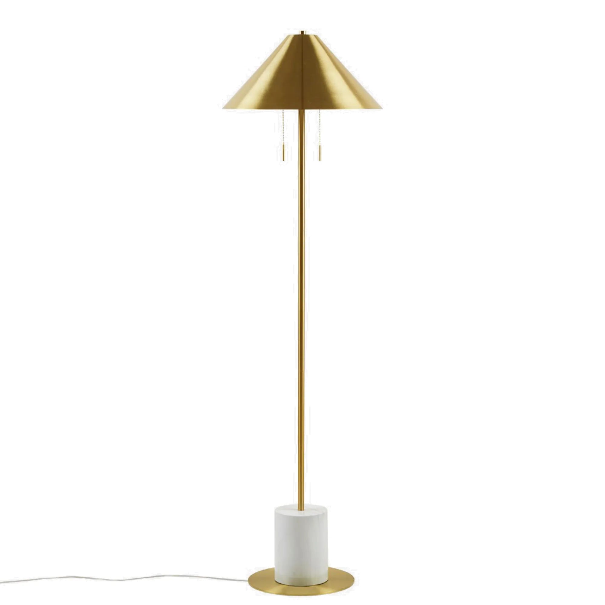 Modern Gold Iron Floor Lamp with Faux Marble Base