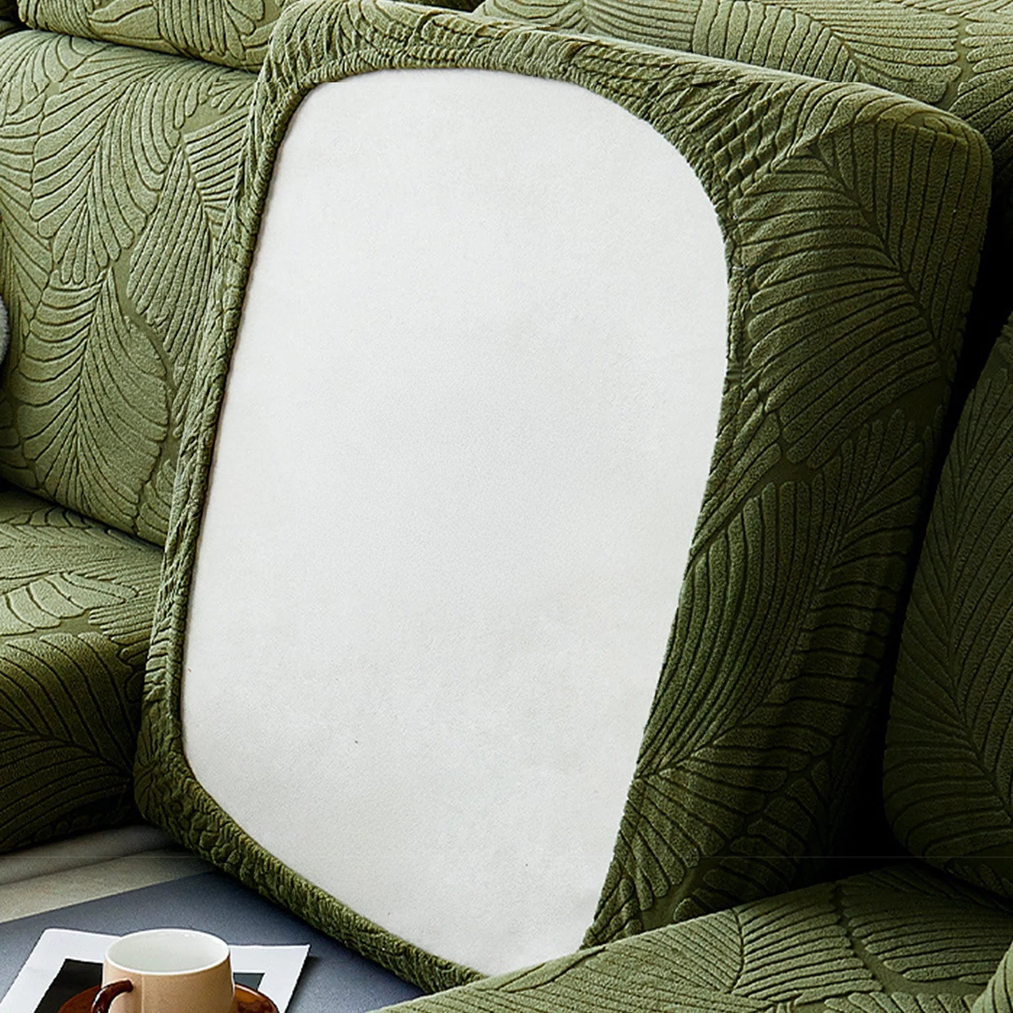 Modern Leaf Velvet Jacquard Stretch Sofa Cover, Waterproof, Pet-Proof