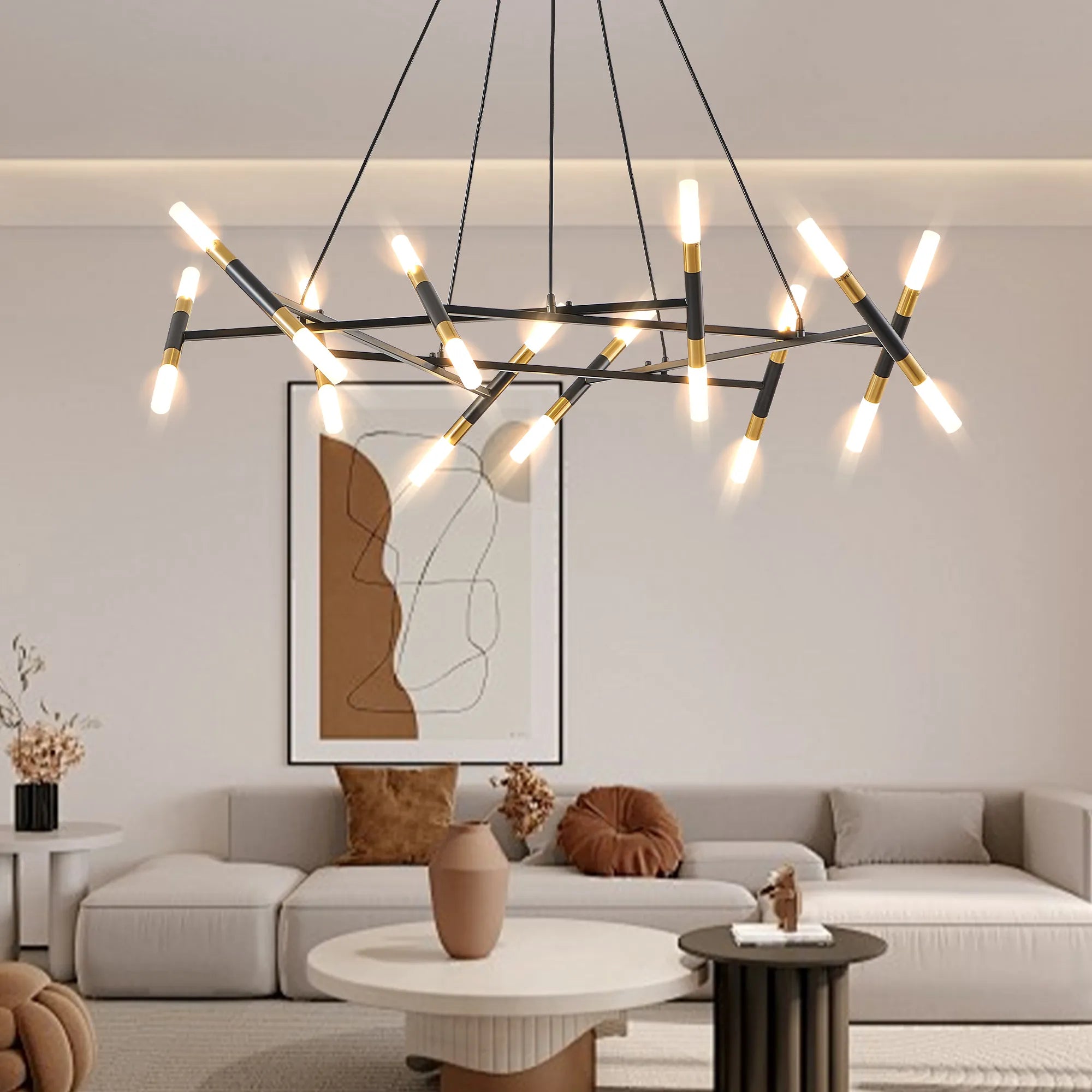 Modern 20 Lights Polygonal Chandelier Pendant Light