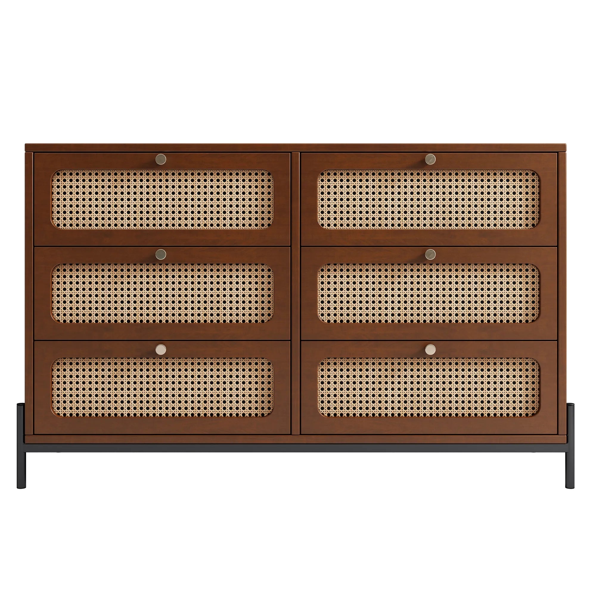 Rattan Modern Sideboard Cabinet with 6 Drawers