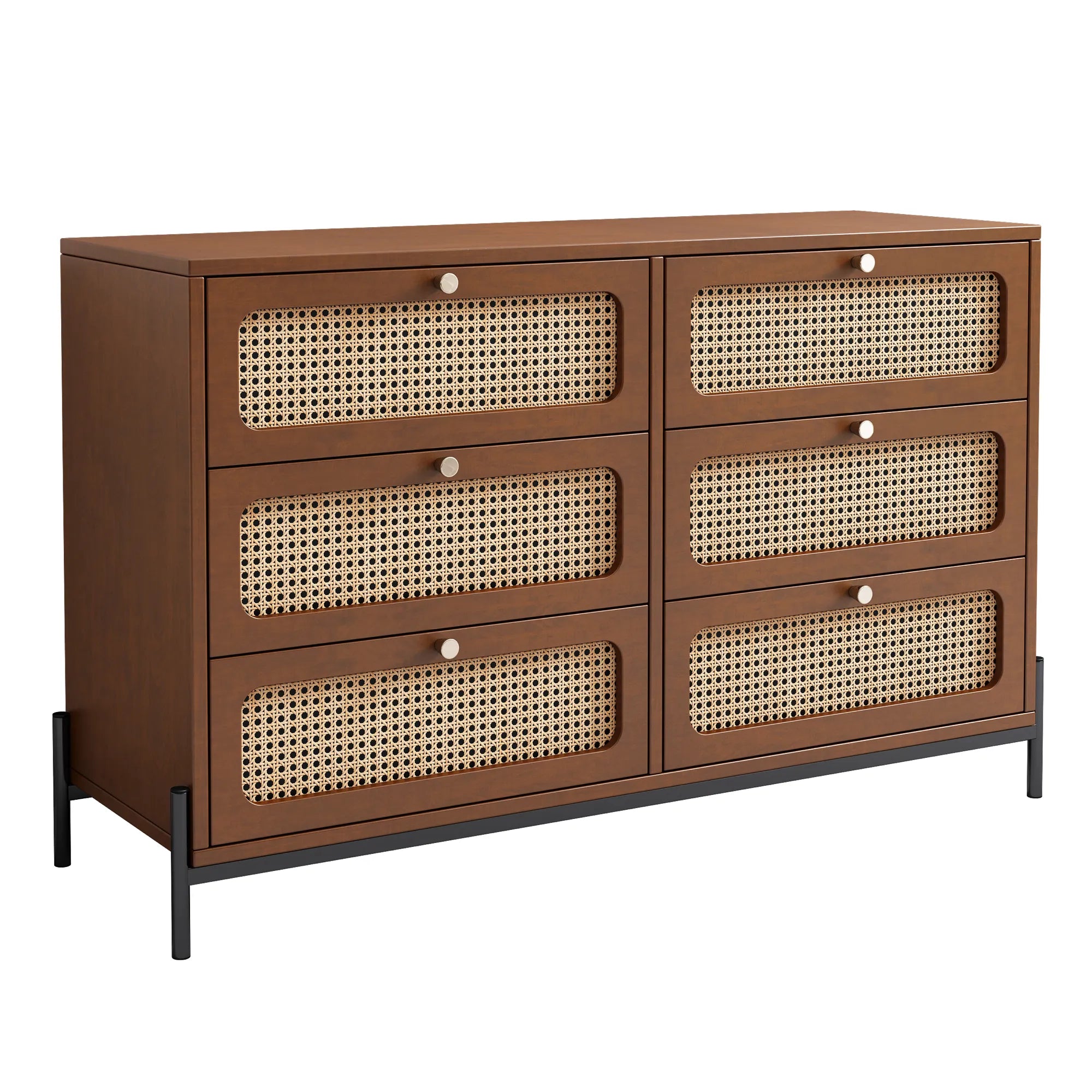 Rattan Modern Sideboard Cabinet with 6 Drawers