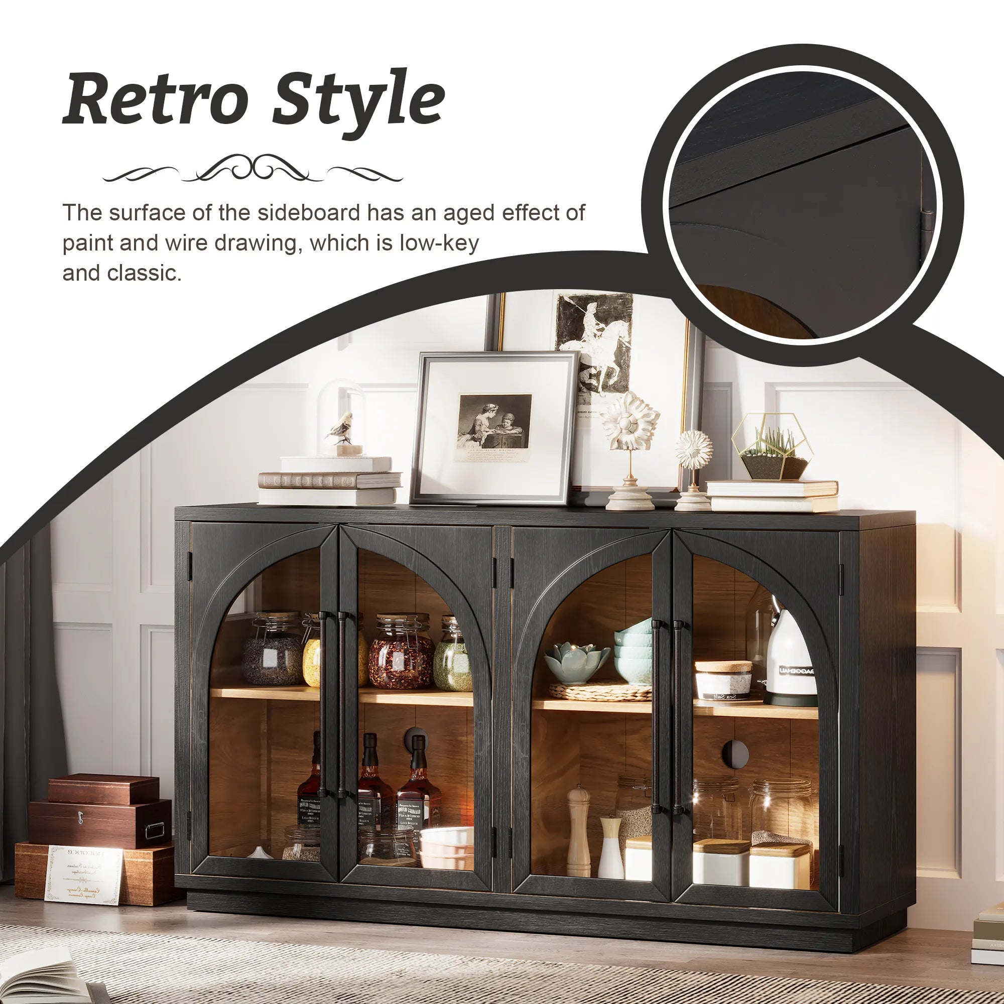 Retro Storage Sideboard with Adjustable Shelves