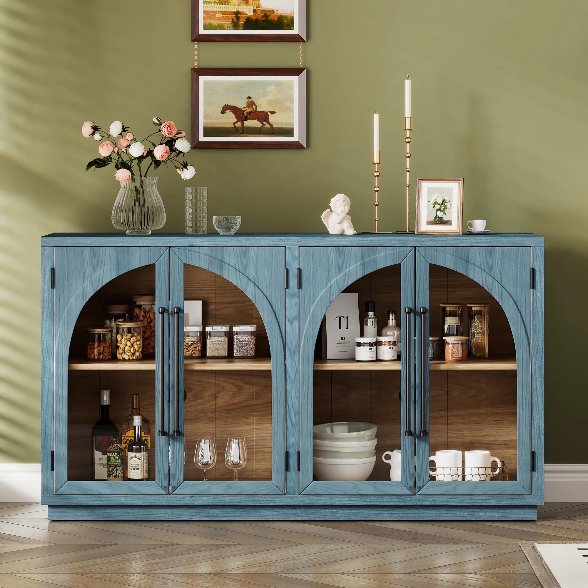 Retro Storage Sideboard with Adjustable Shelves