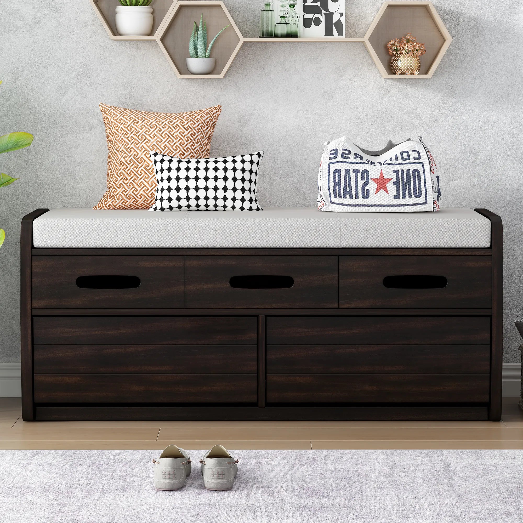 Rustic Entryway Bench with Storage Space