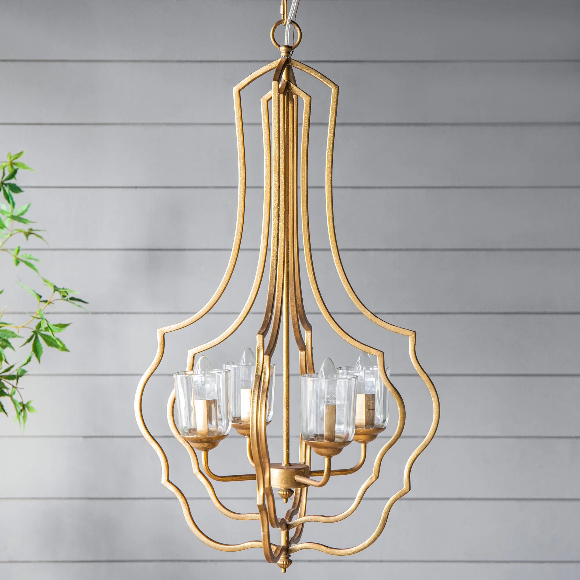 Sculptural Metal Pendant Light with Adjustable Chain
