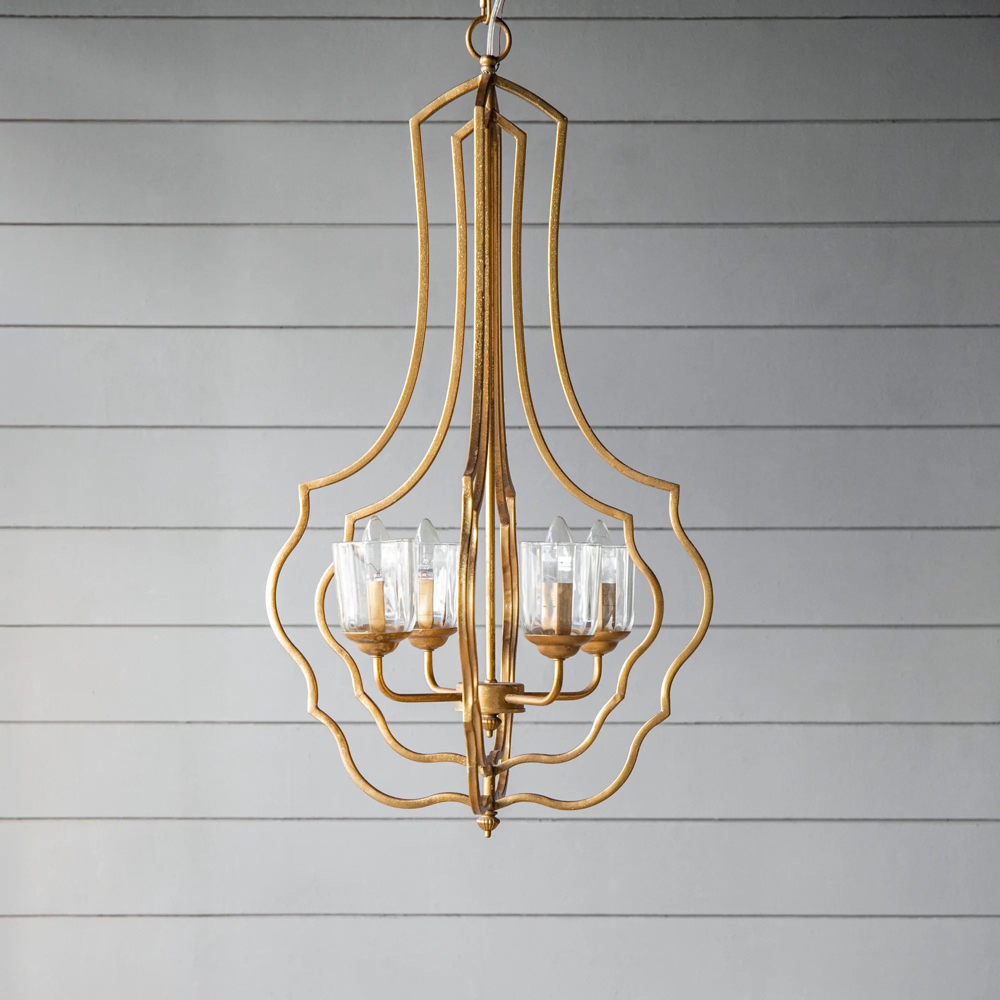 Sculptural Metal Pendant Light with Adjustable Chain