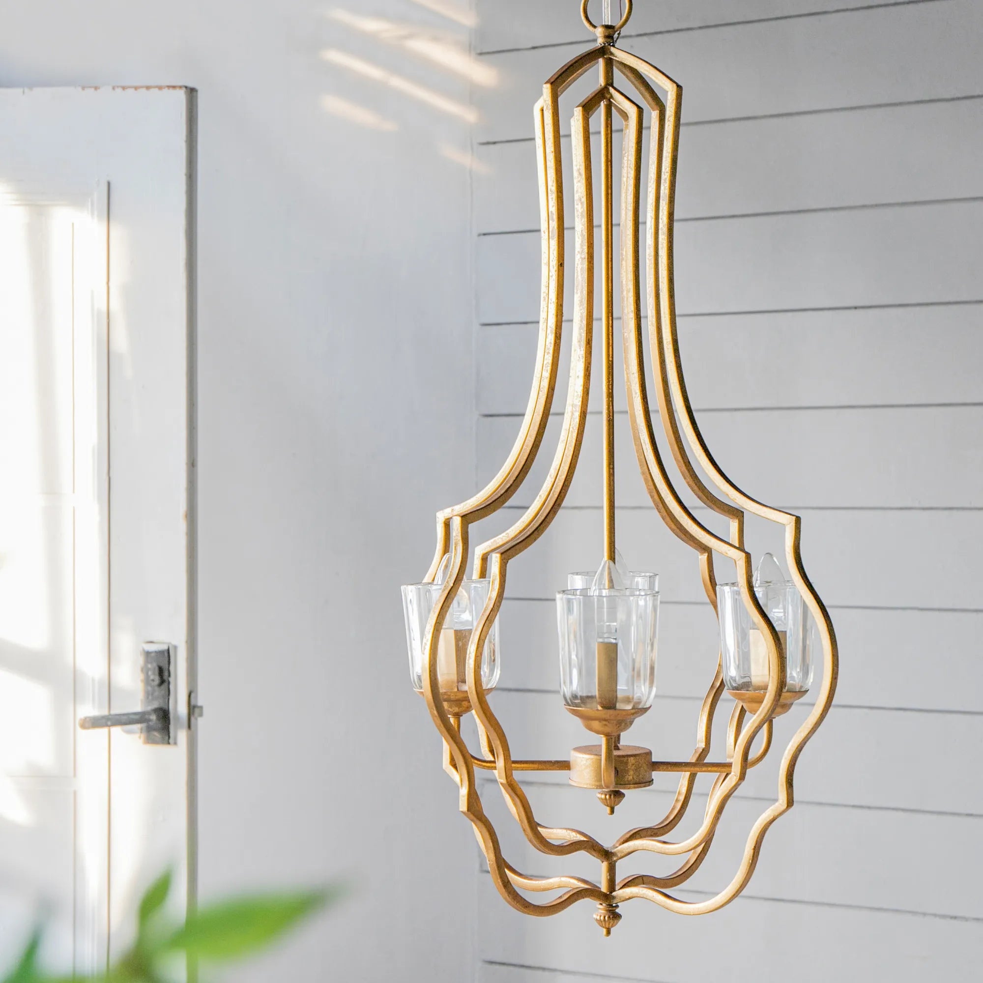 Sculptural Metal Pendant Light with Adjustable Chain