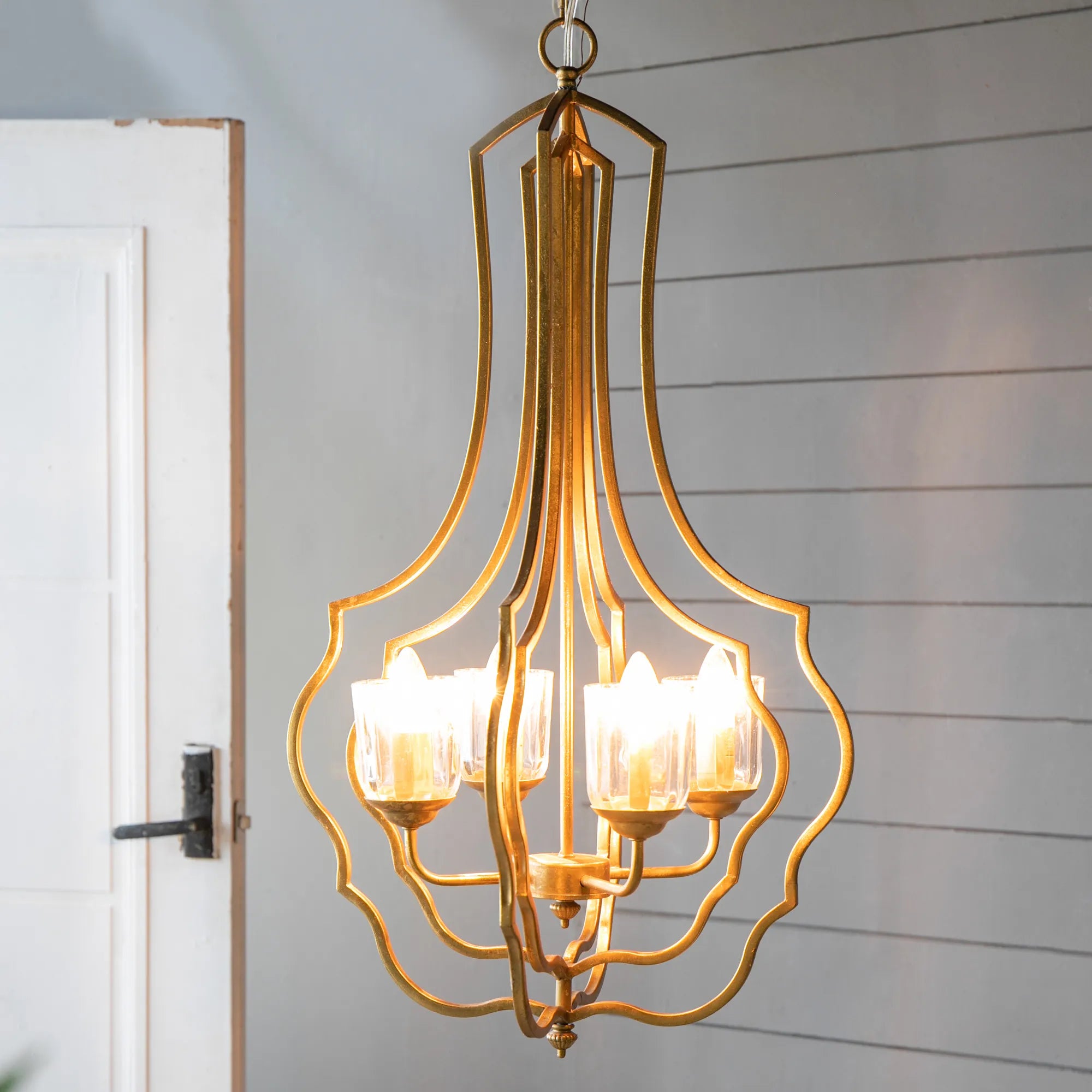Sculptural Metal Pendant Light with Adjustable Chain