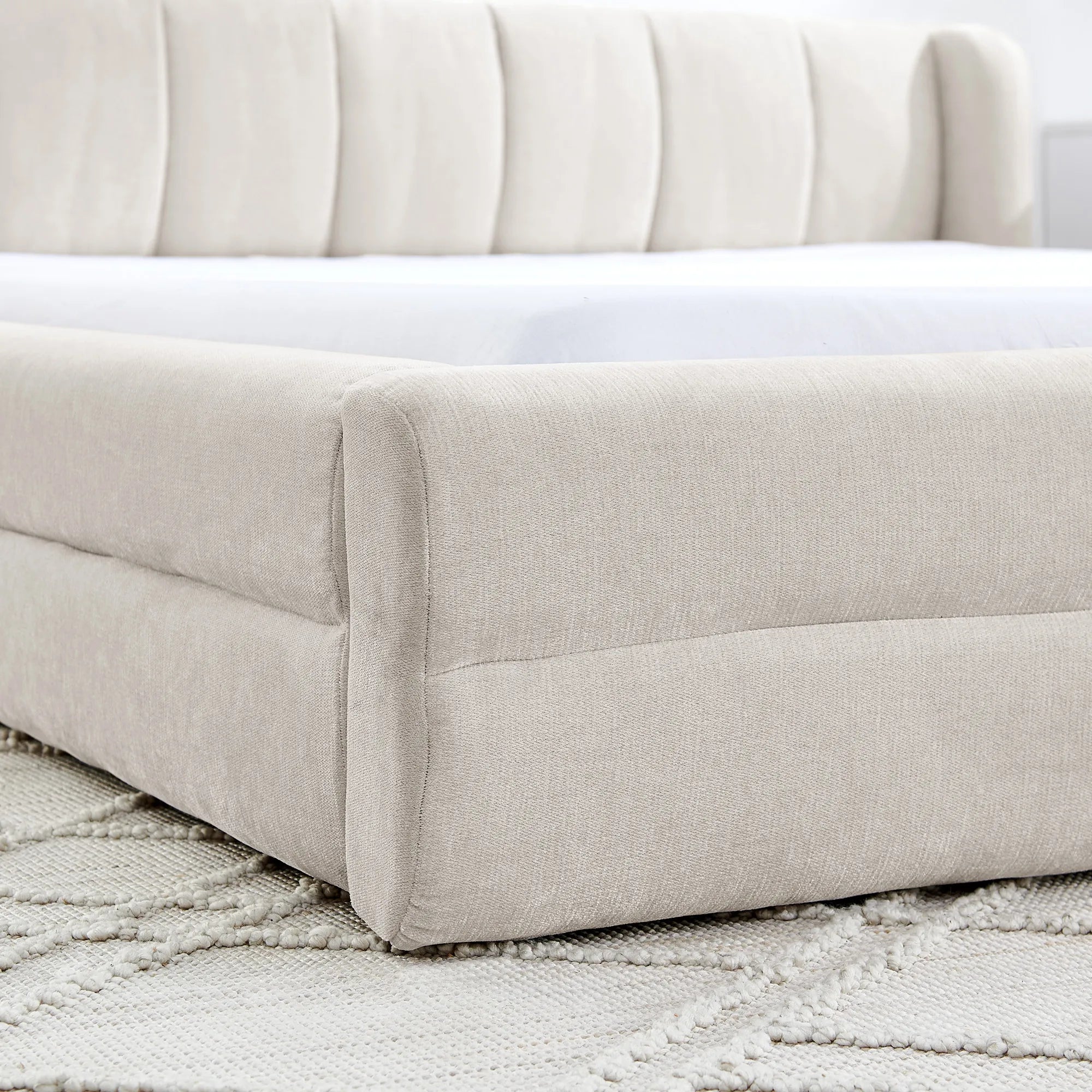 Serena – Queen Upholstered Platform Bed with Headboard