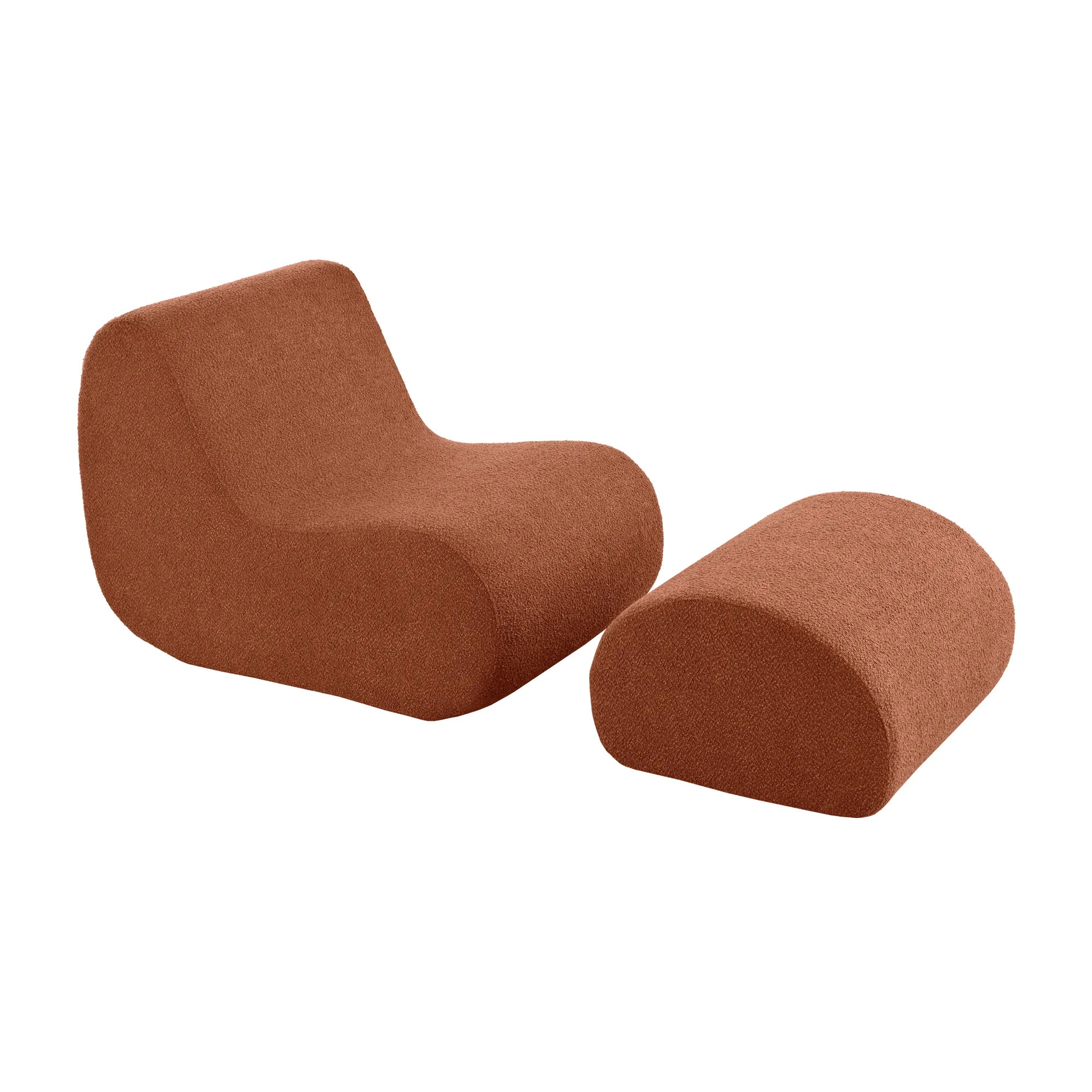 Stylish Minimalist Curved Comfy Accent Chair with Ottoman