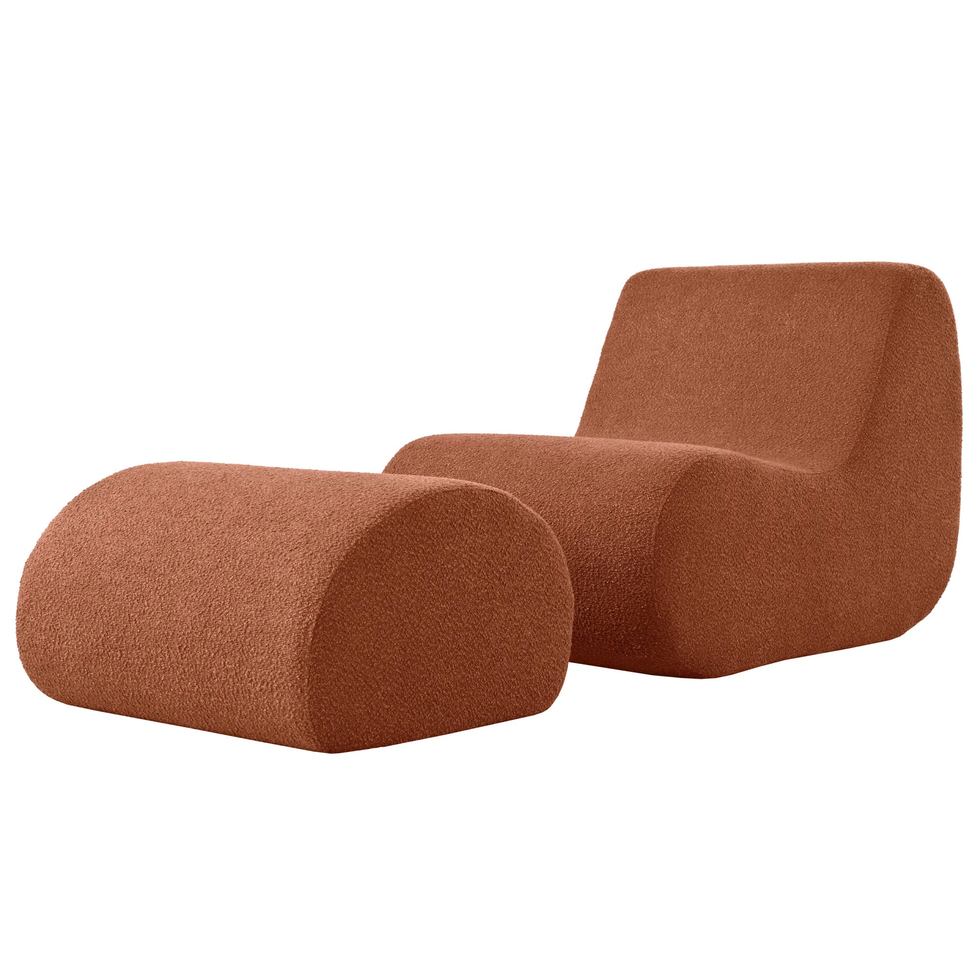 Stylish Minimalist Curved Comfy Accent Chair with Ottoman
