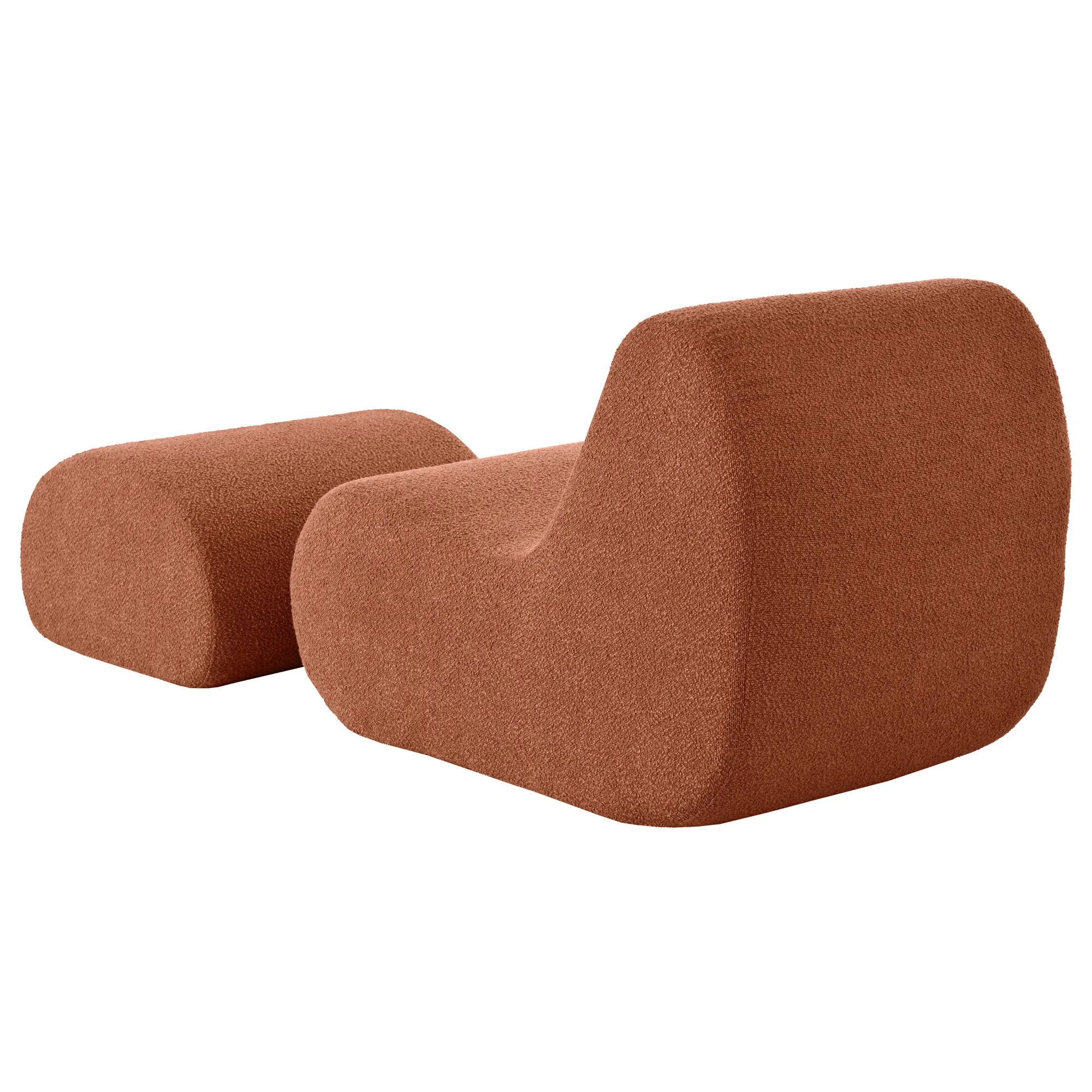 Stylish Minimalist Curved Comfy Accent Chair with Ottoman