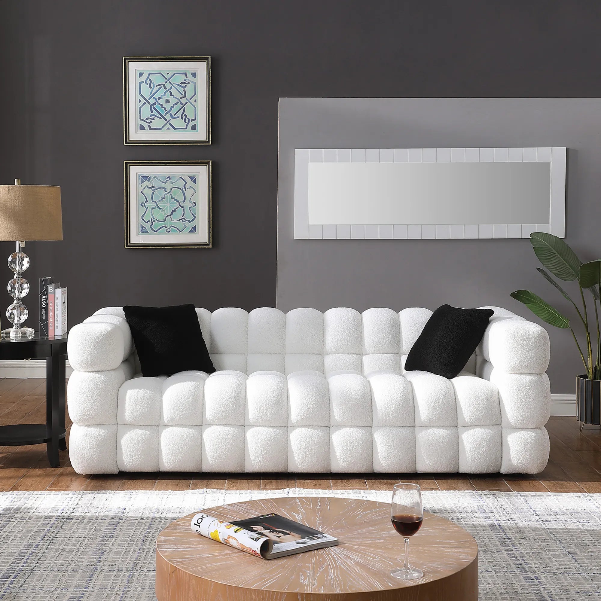 Upholstered Comfy Modern Marshmallow Boucle Sofa